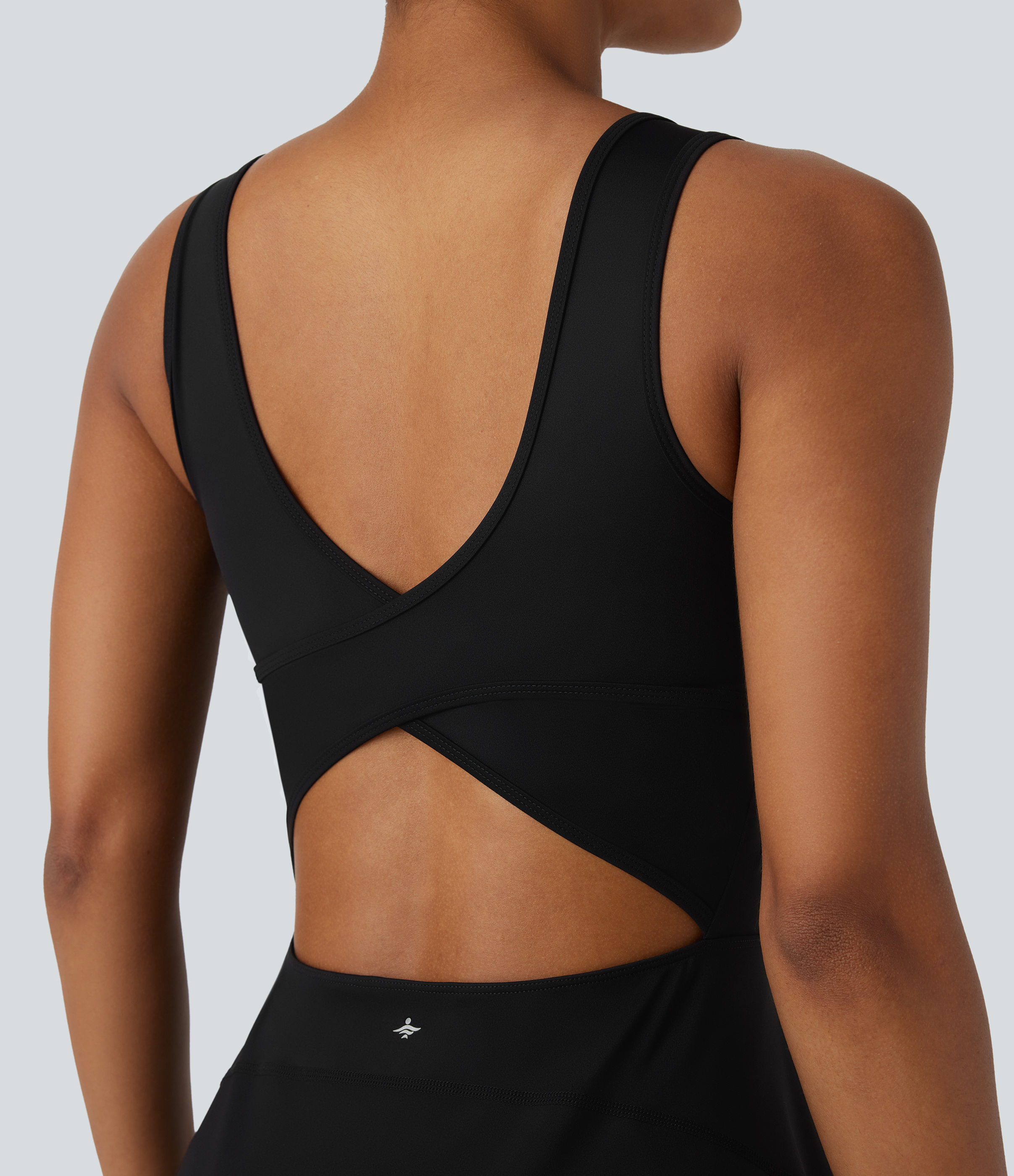 Halara Softlyzeroв„ў Airy Backless Crisscross U Neck 2-in-1 Side Pocket Mini Cool Touch Dance Active Dress Workout Dress - Black - XS 