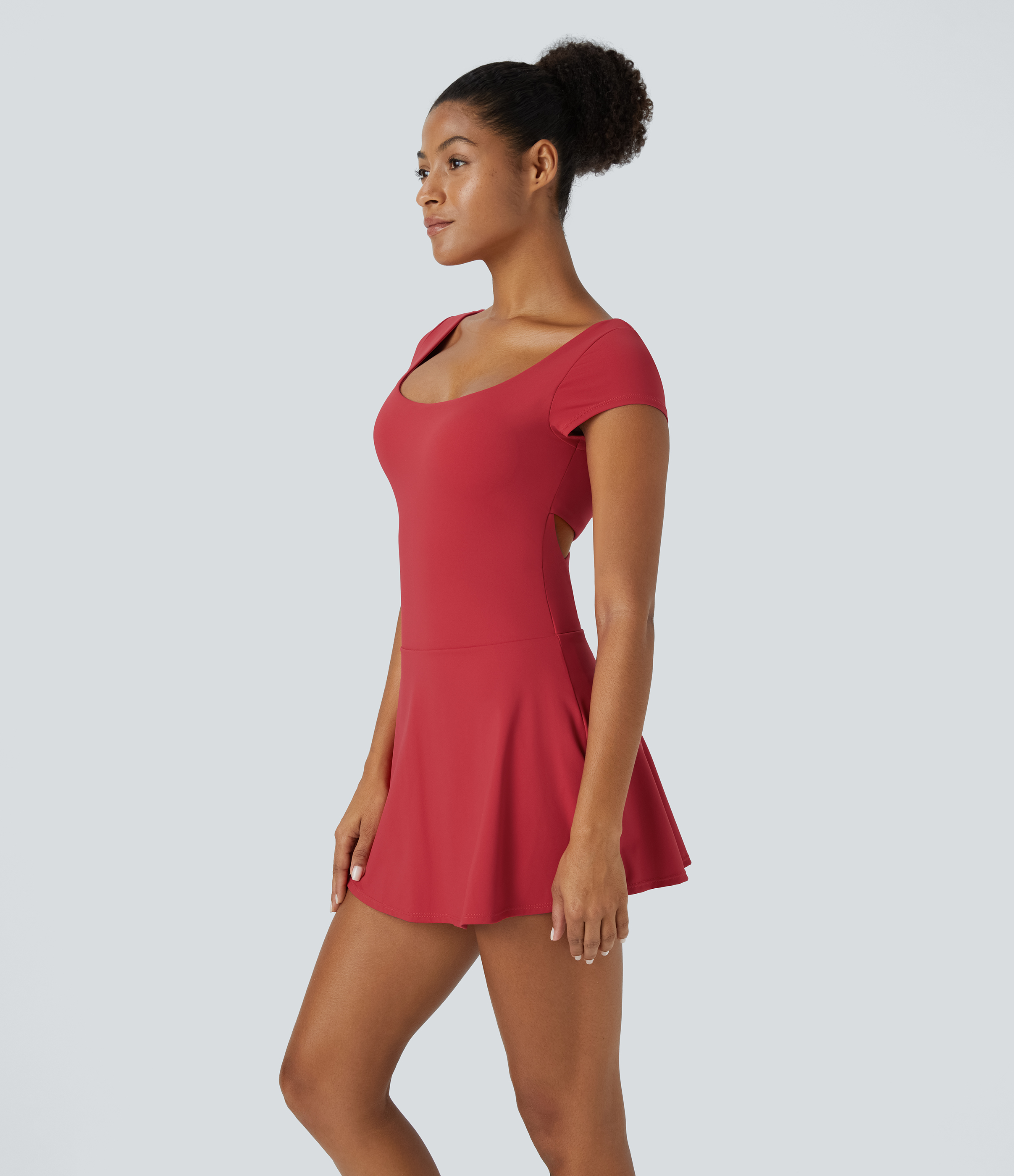 Halara Backless Crisscross 2-in-1 Side Pocket Mini Pickleball Active Dress Workout Dress - Salsa - XS 
