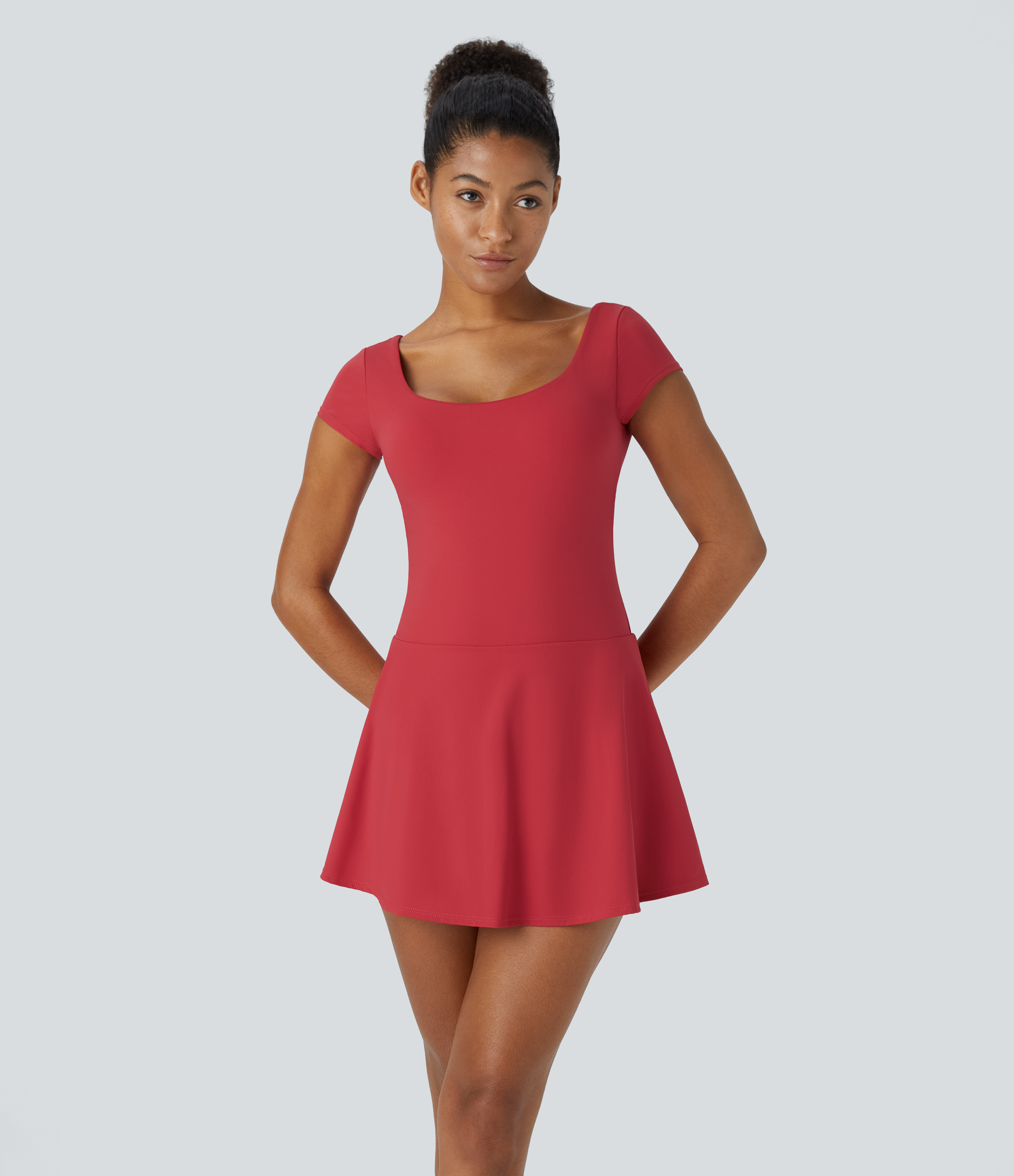 Halara Backless Crisscross 2-in-1 Side Pocket Mini Pickleball Active Dress Workout Dress - Salsa - XS 