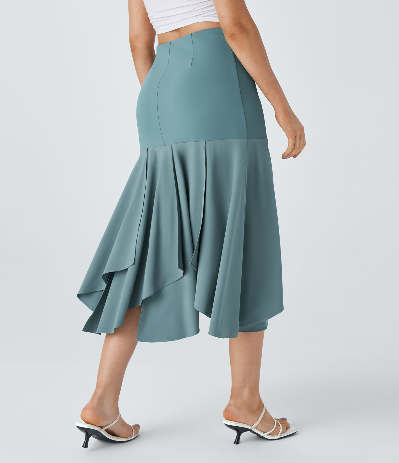 Halara Breezefulв„ў High Waisted Asymmetric Split Hem 2-in-1 Flowy Quick Dry Casual Skirt  - Stone Blue - XS(regular) 