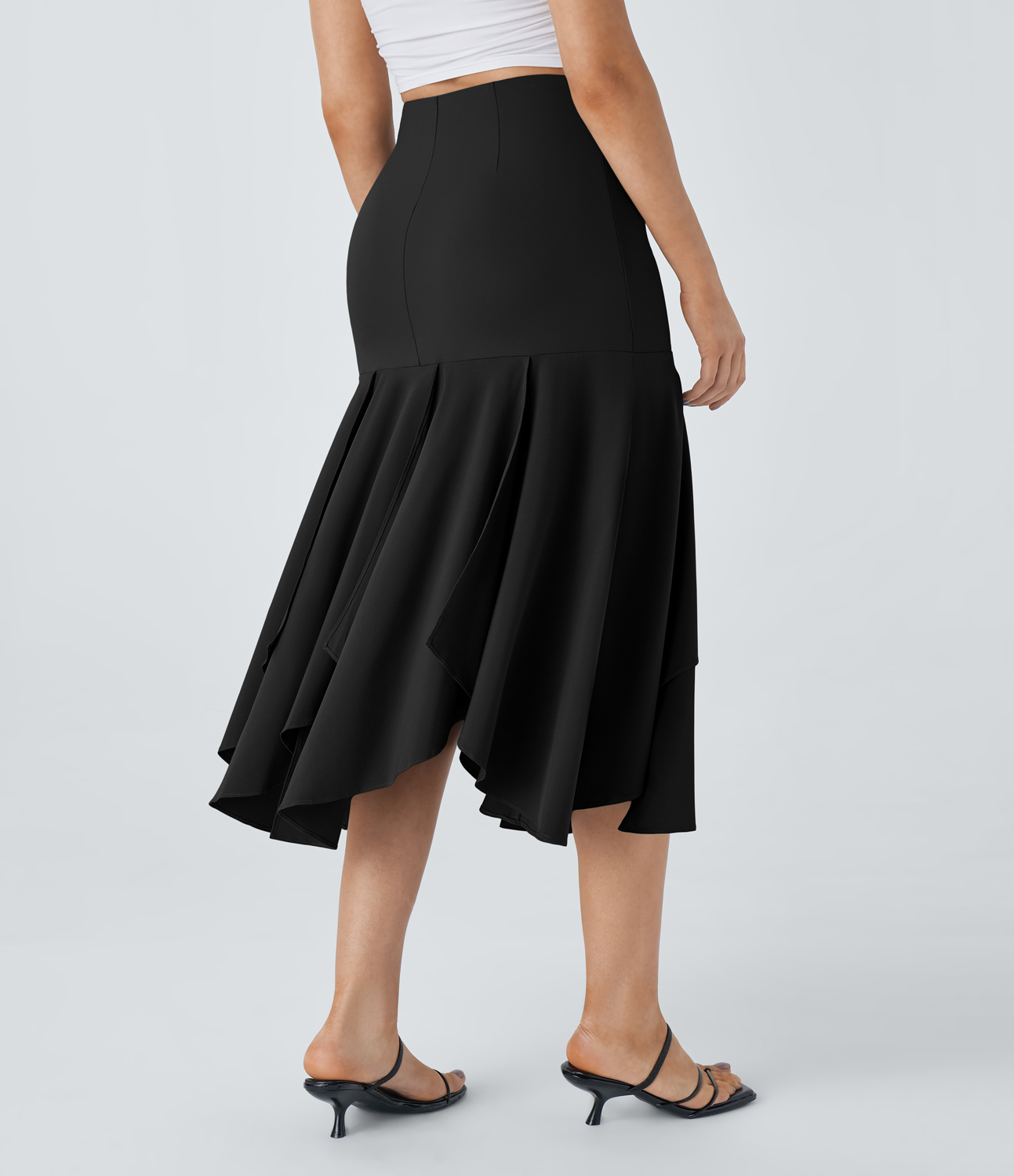 Halara Breezefulв„ў High Waisted Asymmetric Split Hem 2-in-1 Flowy Quick Dry Casual Skirt  - Black - XS(regular) 