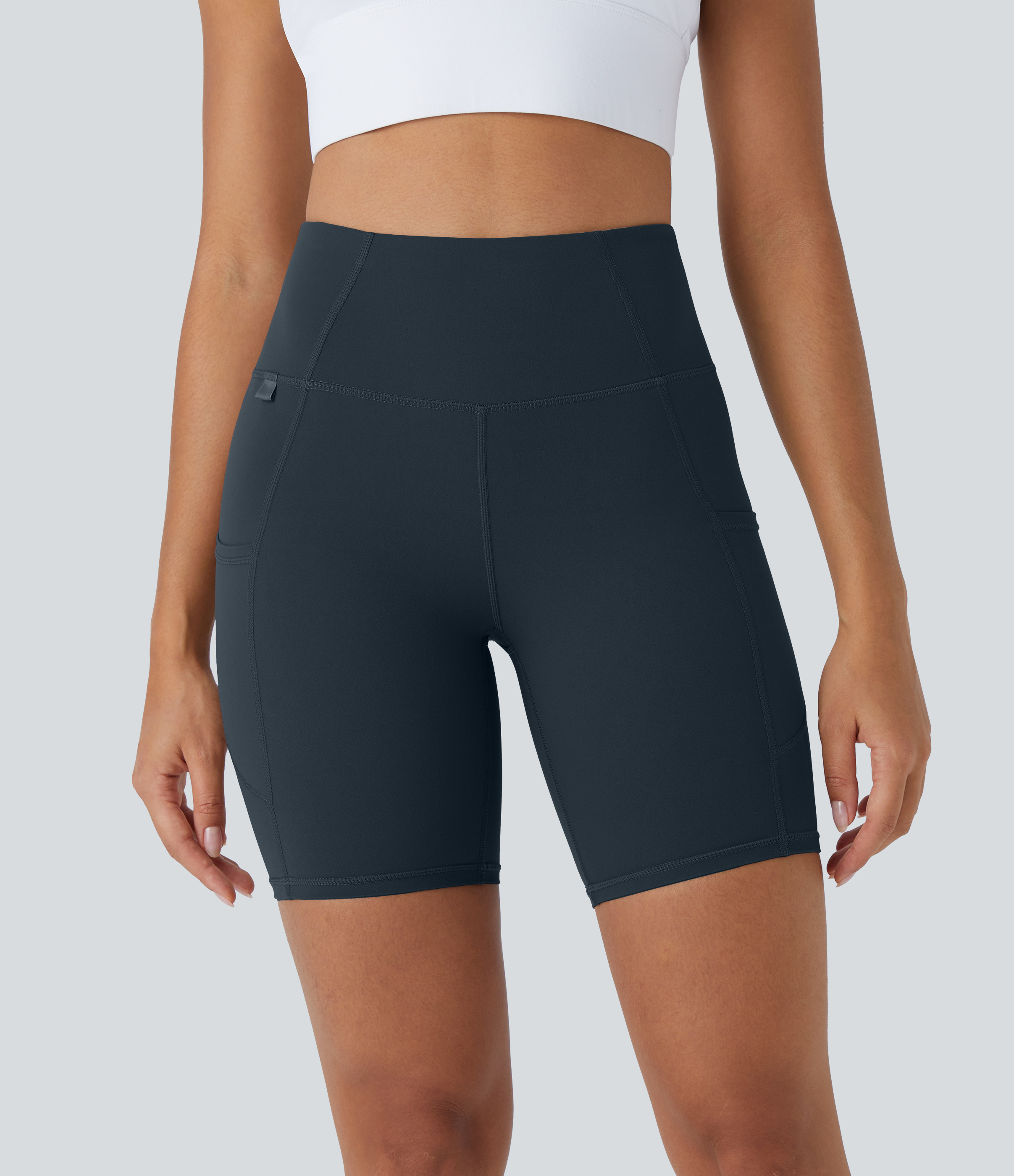Halara UltraSculpt High Waisted Side Pocket Running Biker Shorts 7``  - Carbon - XS biker shorts women black biker shorts womens biker shorts 