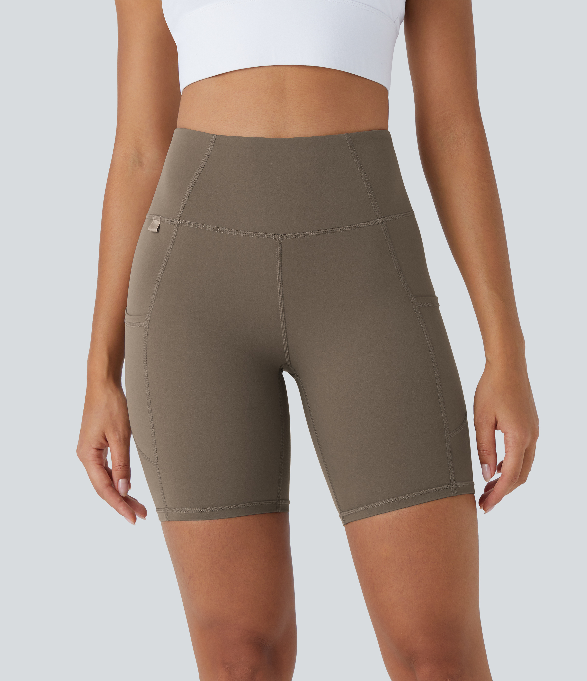 Halara UltraSculptв„ў High Waisted Side Pocket Running Biker Shorts 7``  - Dawn Brown - XL biker shorts women black biker shorts 