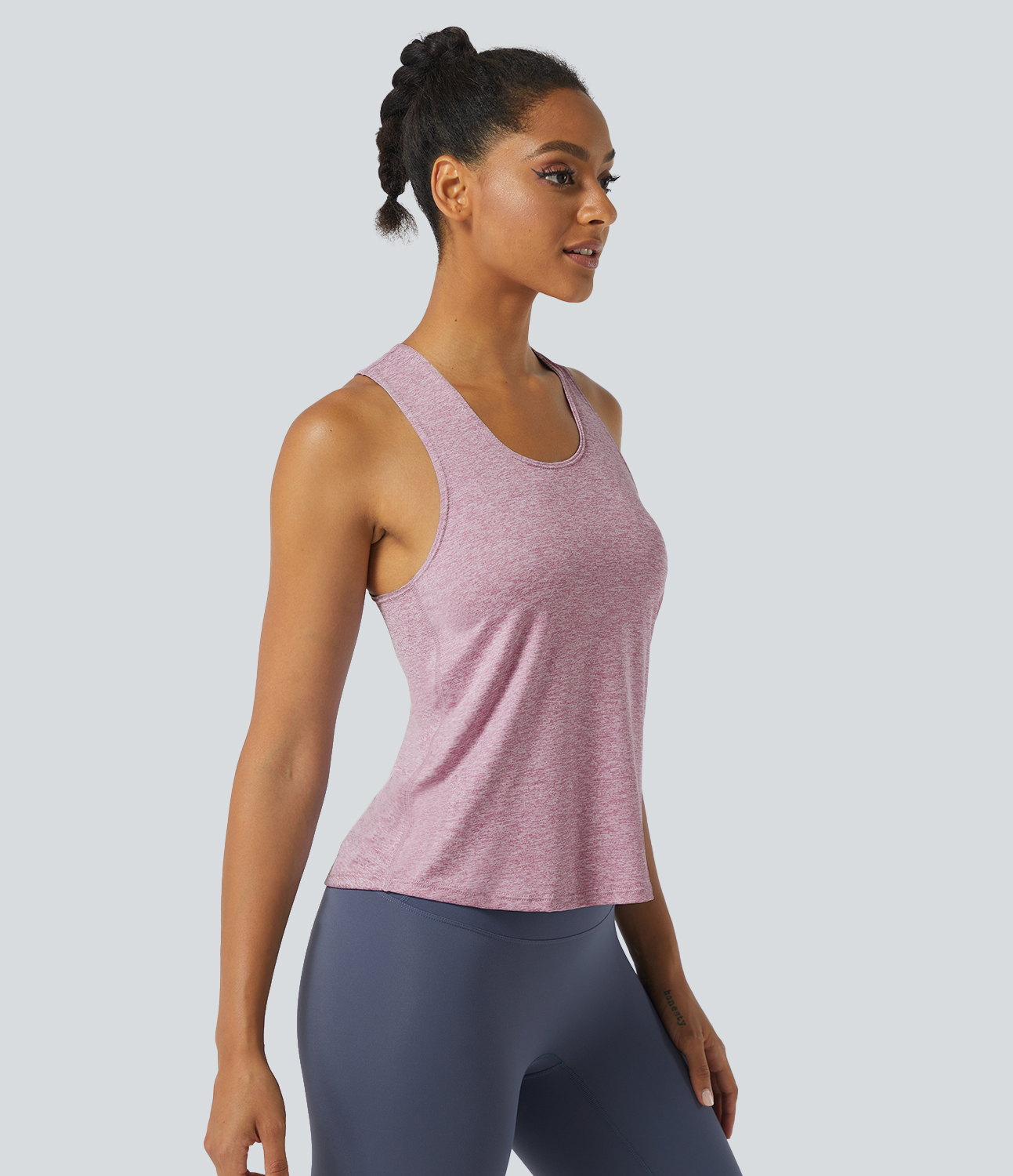 Halara Basic U Neck Racerback Workout Tank Top Tank Top - Lilac Pink - S golf tops halter top tunic tops sleeveless tops backless top 