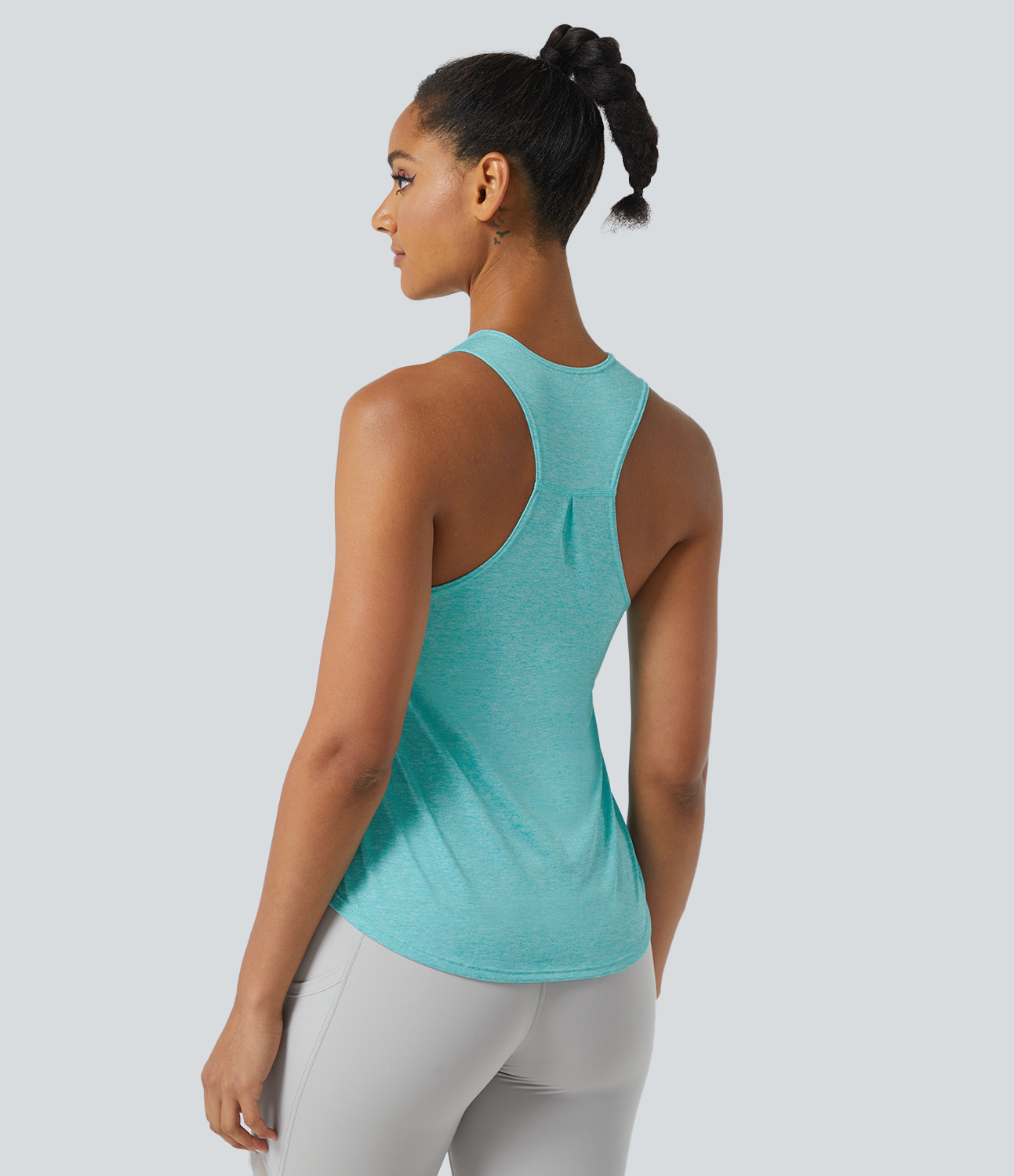 Halara Basic U Neck Racerback Workout Tank Top Tank Top - Aqua Blue - S golf tops halter top tunic tops sleeveless tops backless top 