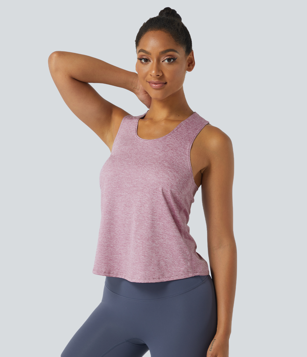 Halara Basic U Neck Racerback Workout Tank Top Tank Top - Lilac Pink - S golf tops halter top tunic tops sleeveless tops backless top 