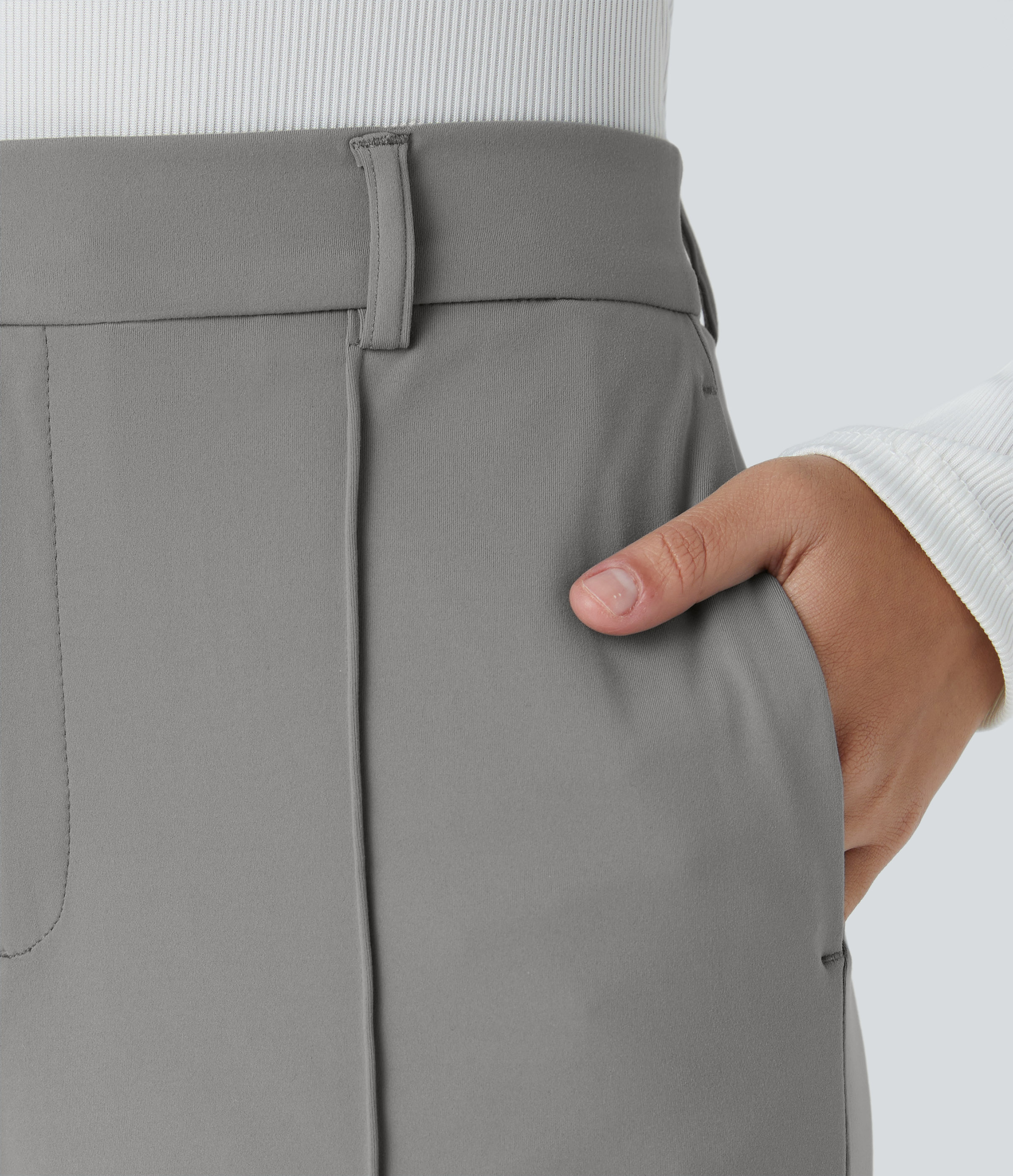 Halara High Waisted Side Pocket Straight Leg Work Pants  - Silent Storm - XS(regular) 