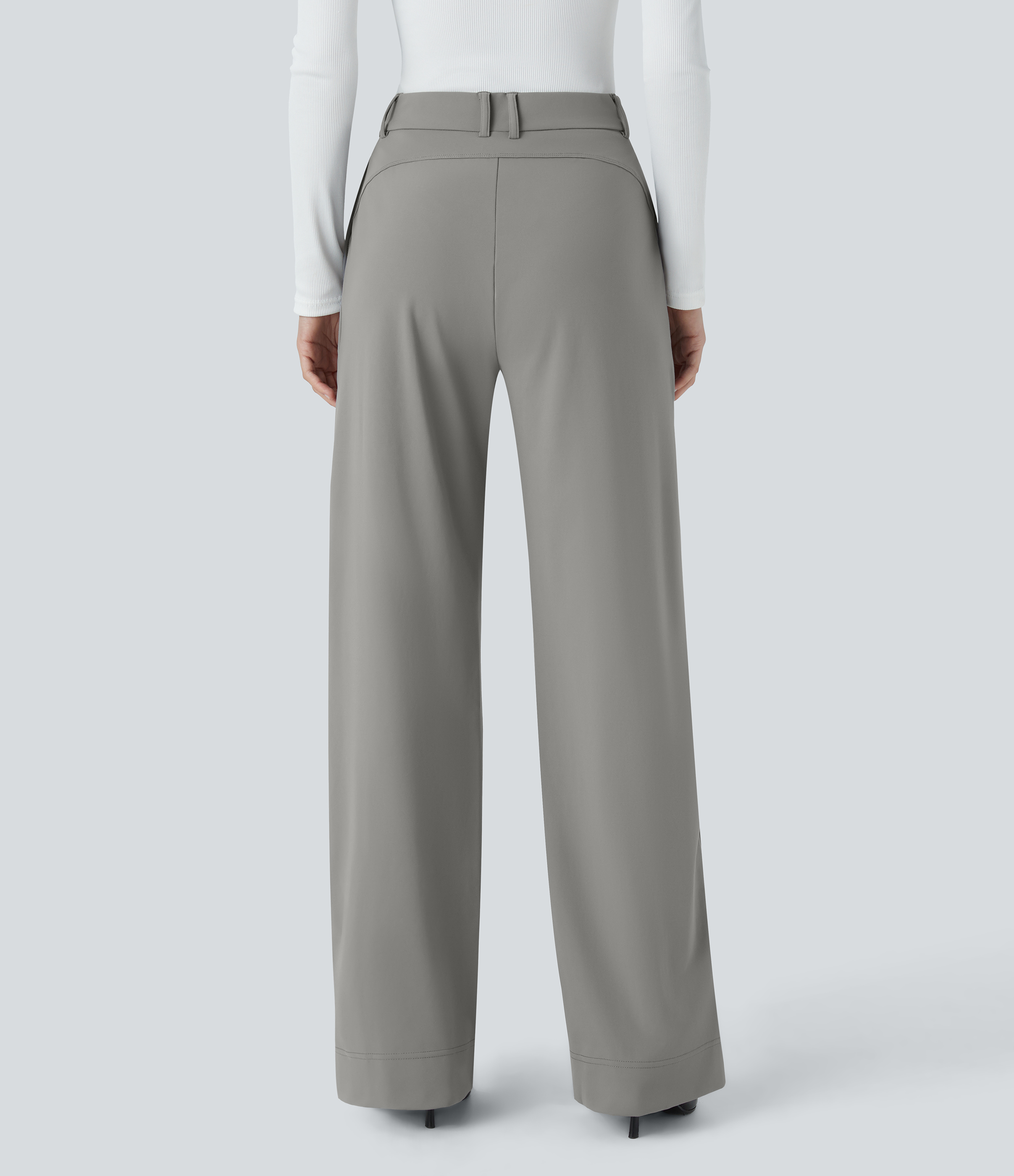 Halara High Waisted Side Pocket Straight Leg Work Pants  - Silent Storm - XS(regular) 