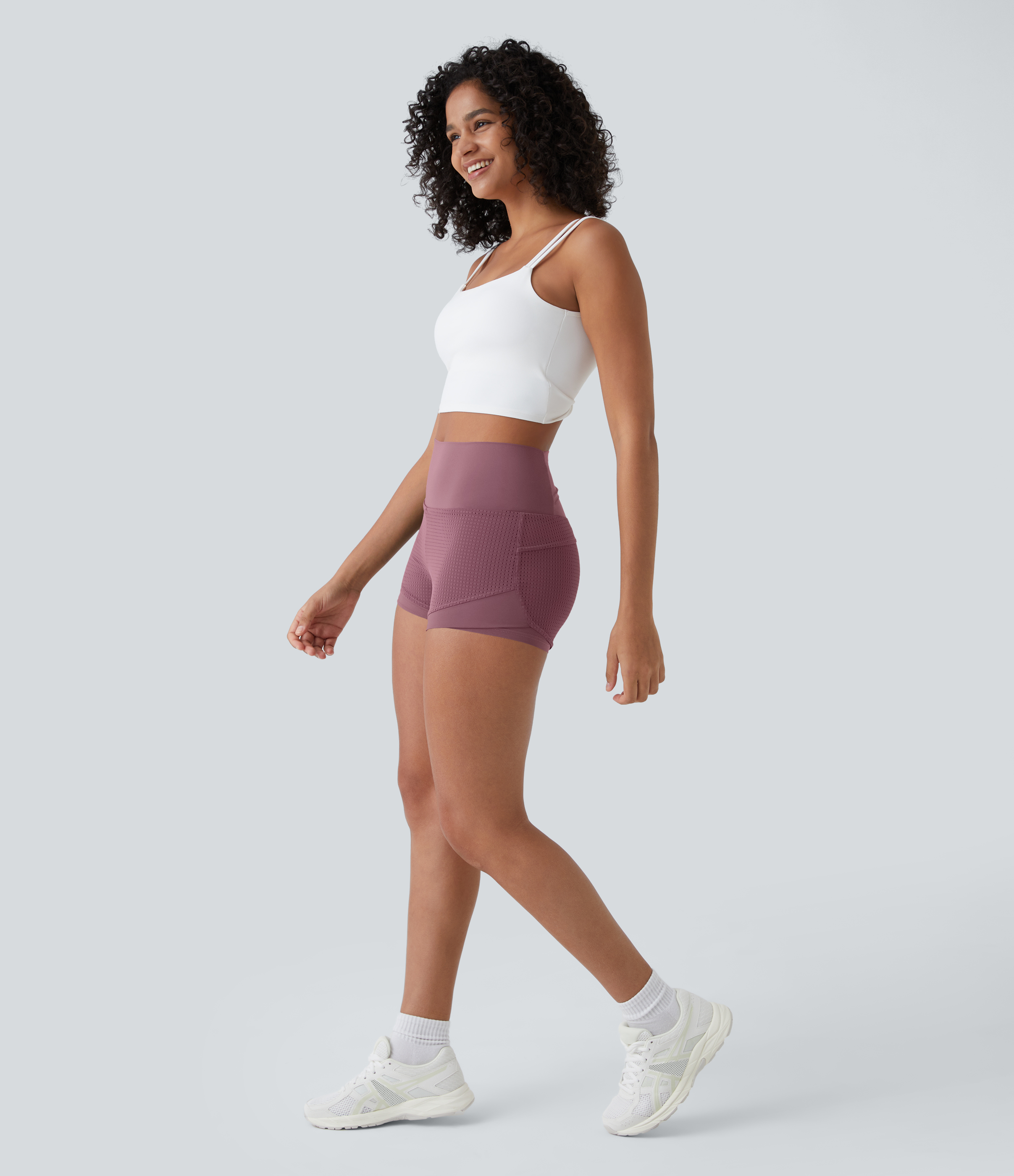 Halara High Waisted Mesh Back Waistband Pocket 2-in-1 Casual Shorts 2
