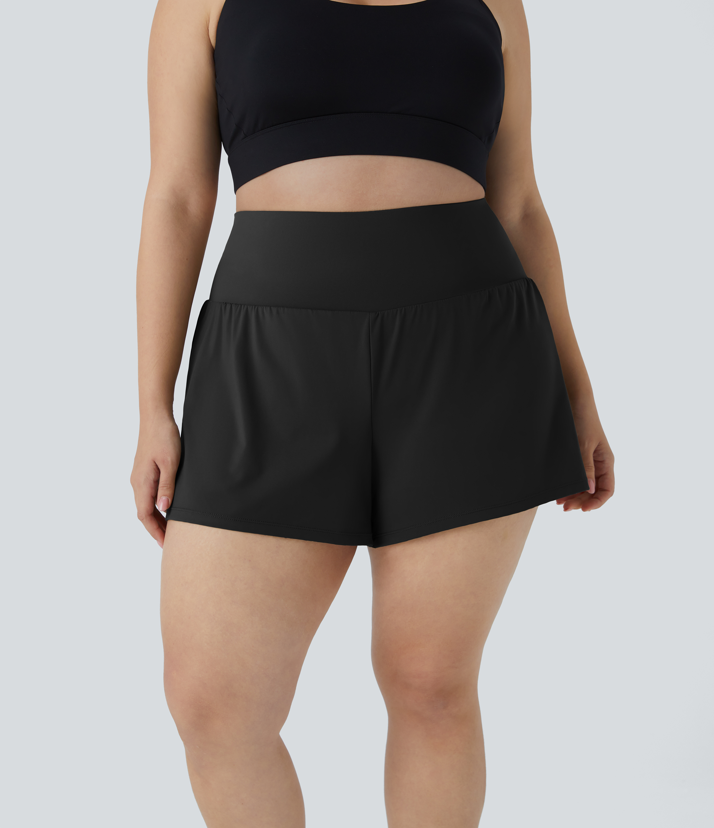 Pocket Plus Pocket 2-in-1 Gym Plus Size Shorts 2.5''