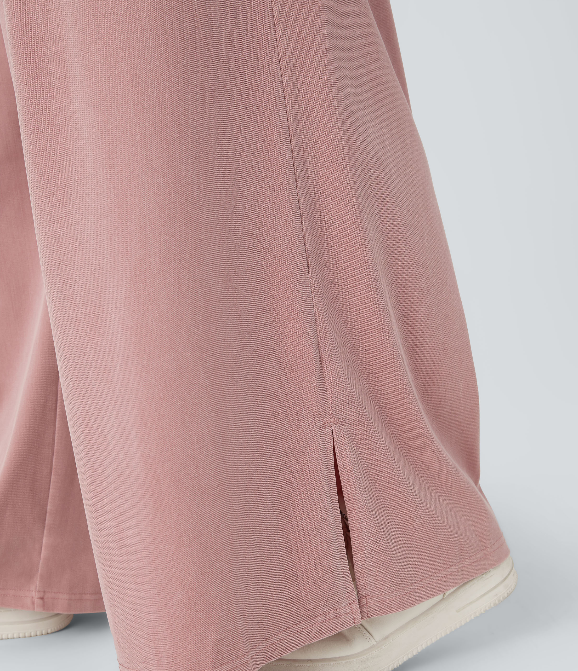 Halara High Waisted Button Zipper Plicated Side Pocket Split Hem Wide Leg Casual Plus Size Pants  - Plum Pink Denim - 3X(regular) 