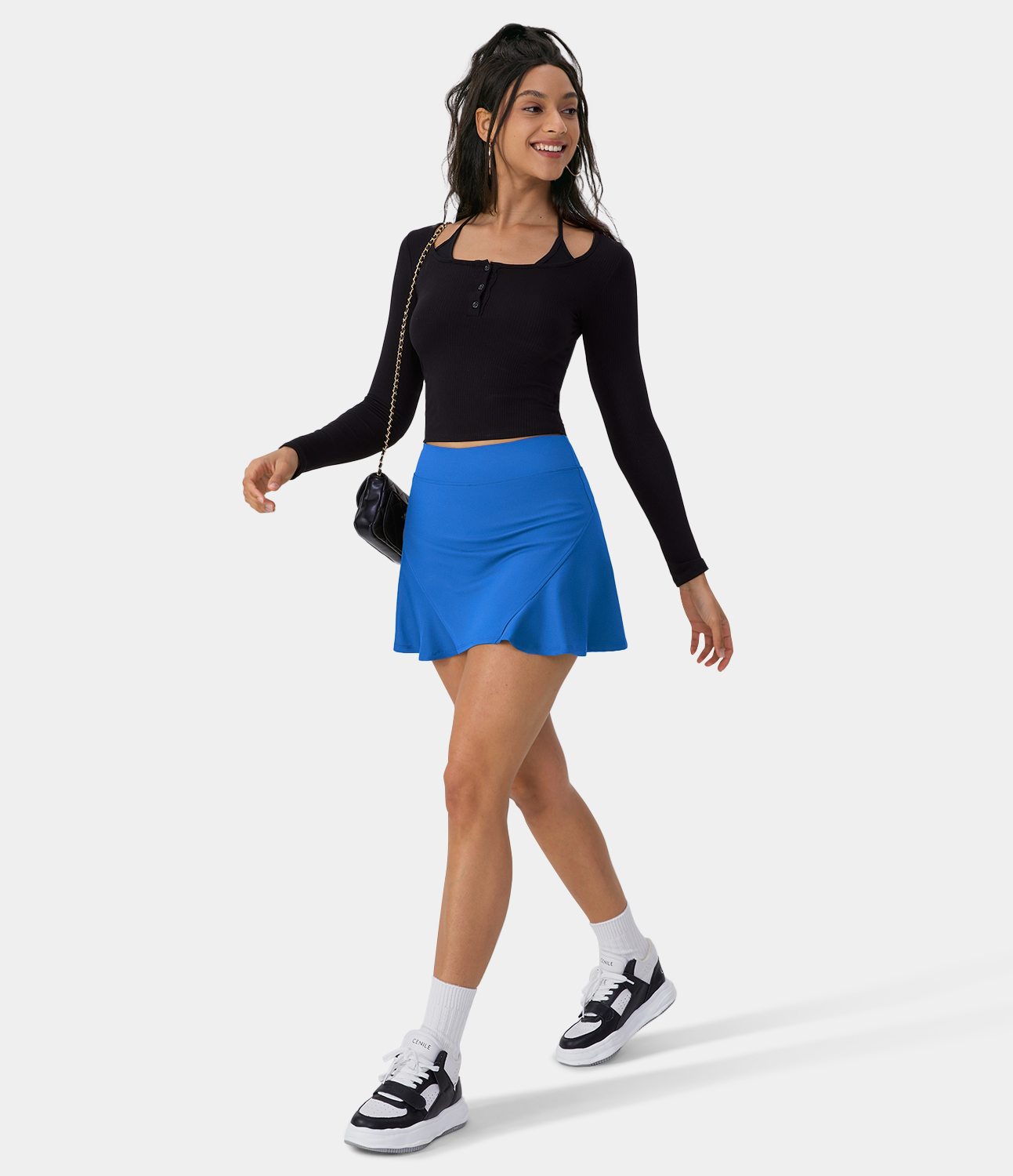 Halara Solid Hidden Side Pocket 2-in-1 Tennis Skirt  - Victoria Blue - L midi skirt a line skirt golfing skirt pleated tennis skirt 