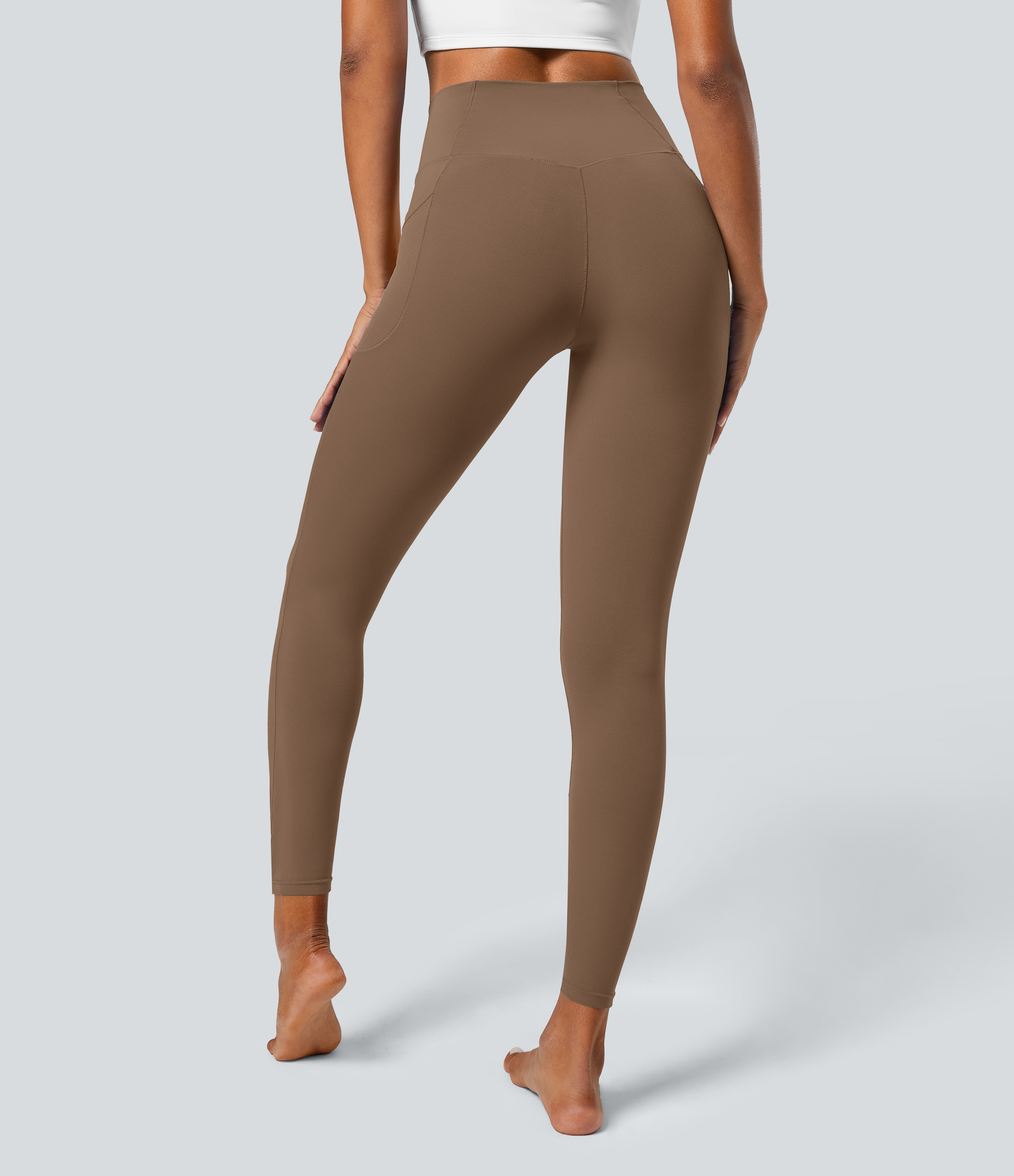 Halara Softlyzeroв„ў Crossover Pocket Plain Leggings-UPF50+  - Muted Brown - XL(full_length) gym leggings leggings with pockets 