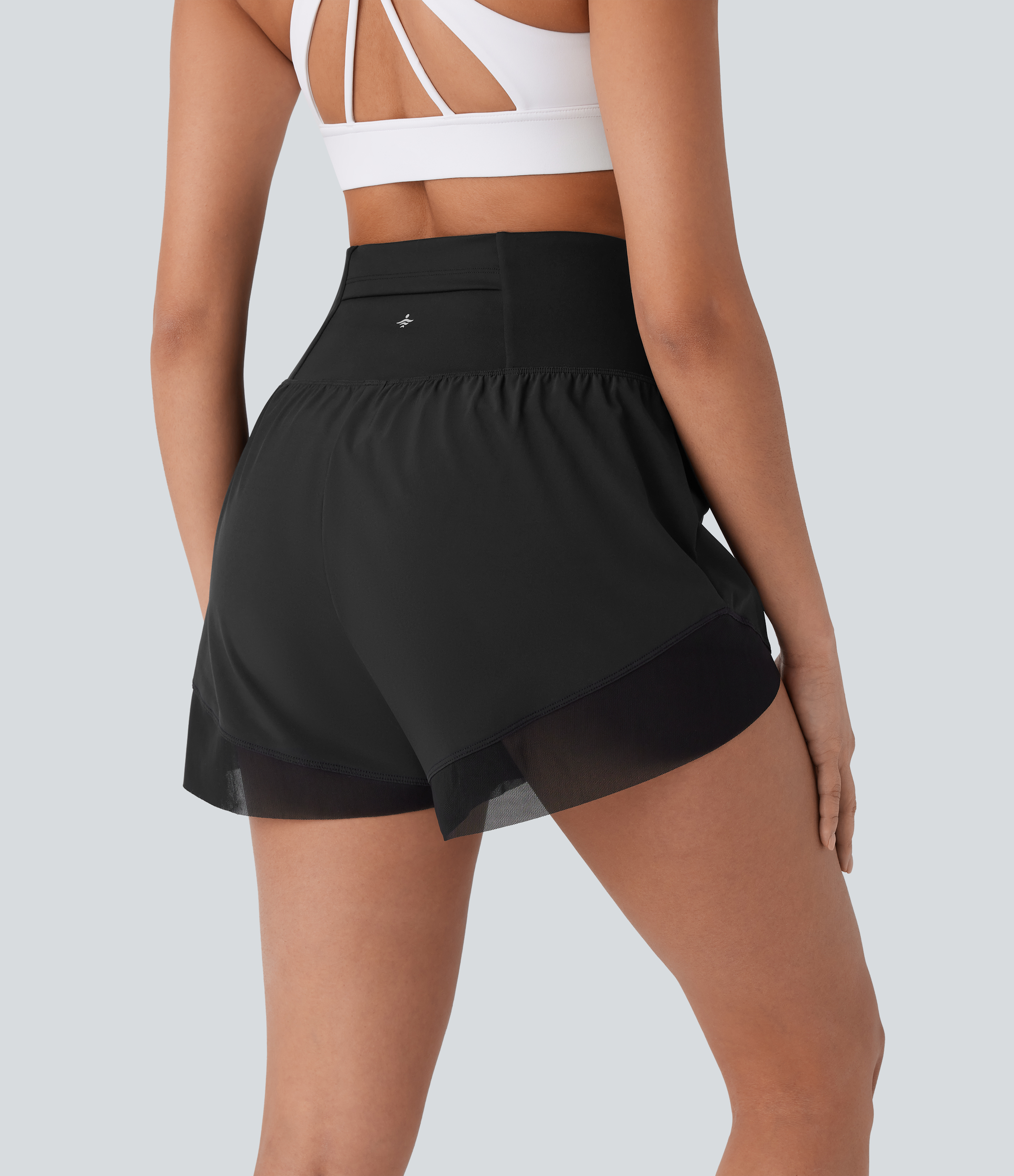 Halara Breezefulв„ў High Waisted Back Pocket Crossover Hem Quick Dry Yoga Shorts Gym Short - Black - S booty shorts compression shorts 