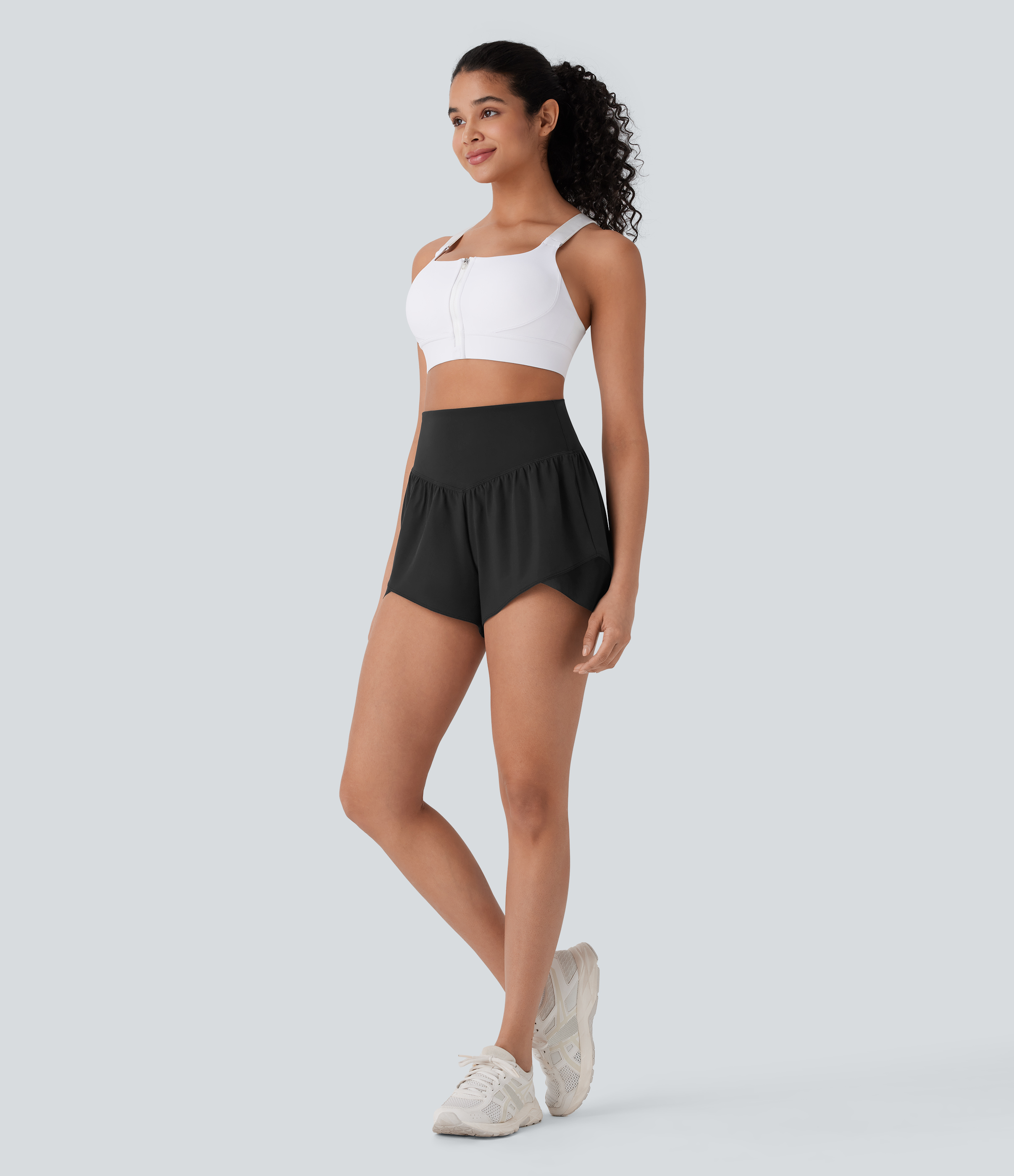 Halara Breezefulв„ў High Waisted Back Pocket Crossover Hem Quick Dry Yoga Shorts Gym Short - Black - S booty shorts compression shorts 
