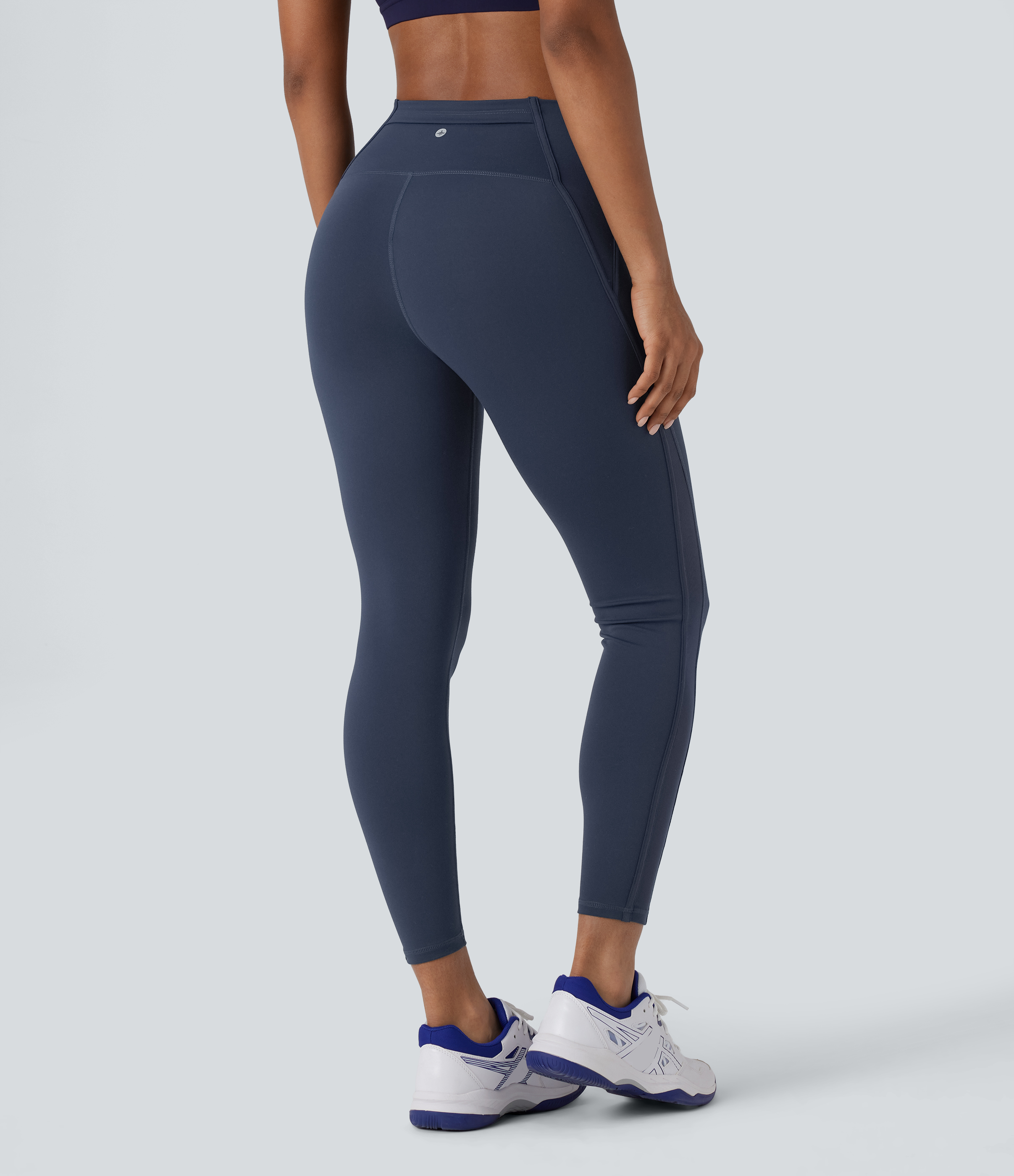 Halara High Waisted Back Pocket Contrast Mesh Pickleball Leggings  - Peacoat - M(regular) gym leggings leggings with pockets 