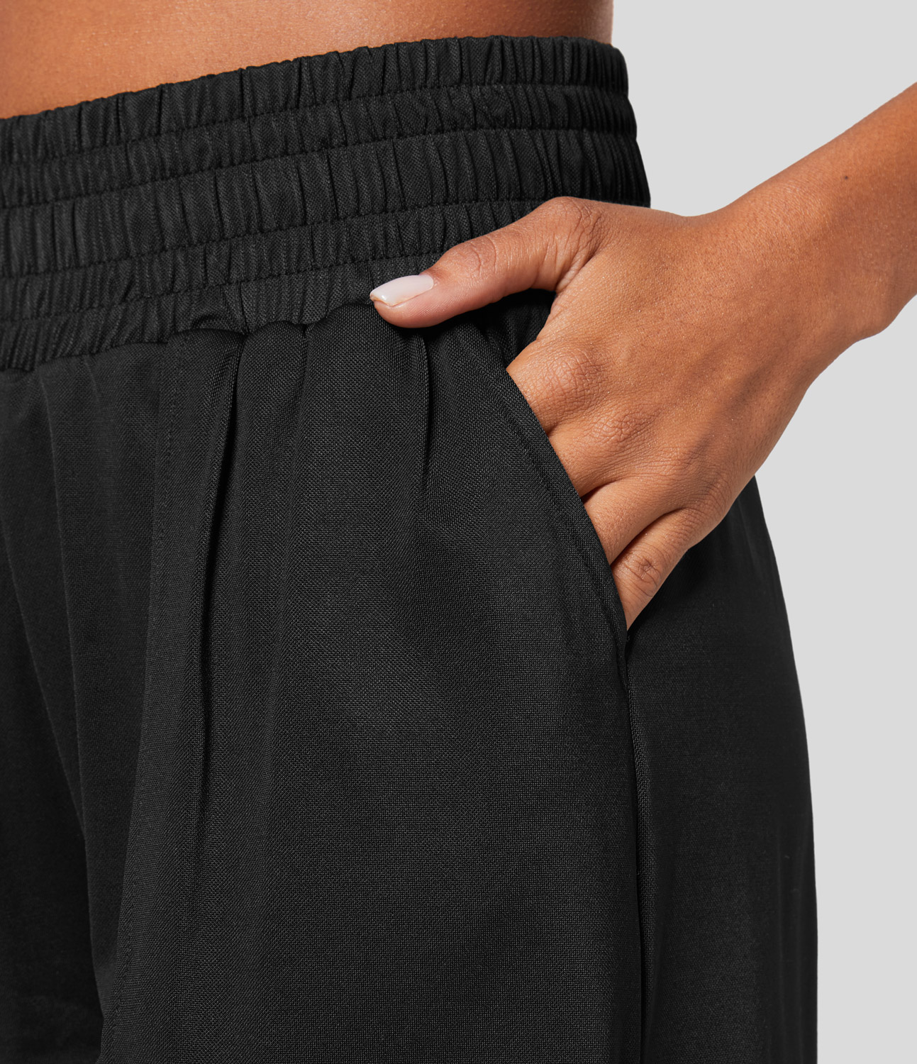 Halara High Waisted Inside Drawstring Side Pocket 2-in-1 Yoga Shorts Gym Short - Black - M booty shorts compression shorts yoga shorts 