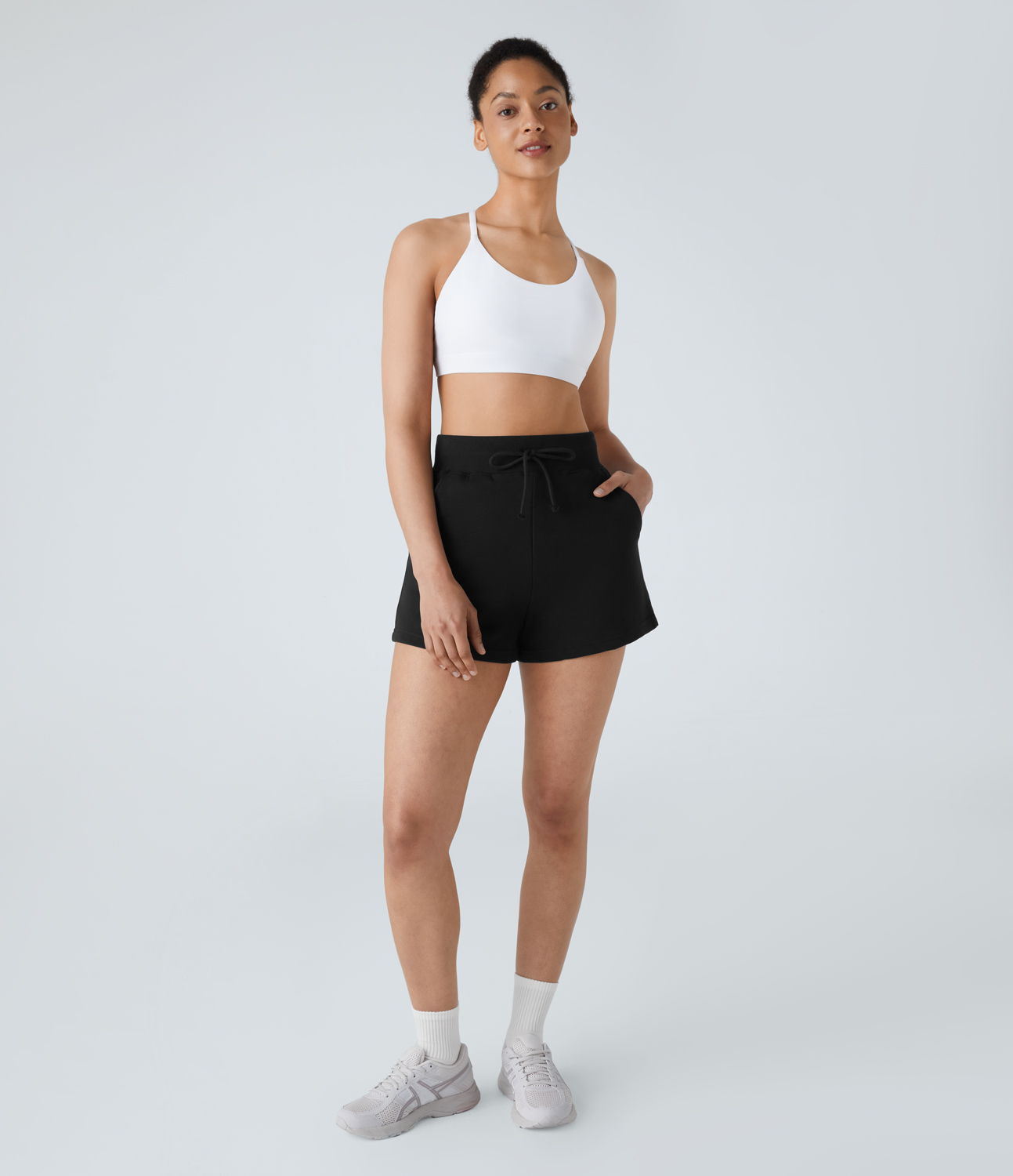 

Halara High Waisted Drawstring Side Pocket Yoga Cotton Shorts Gym Short - Black -  booty shorts compression shorts yoga shorts