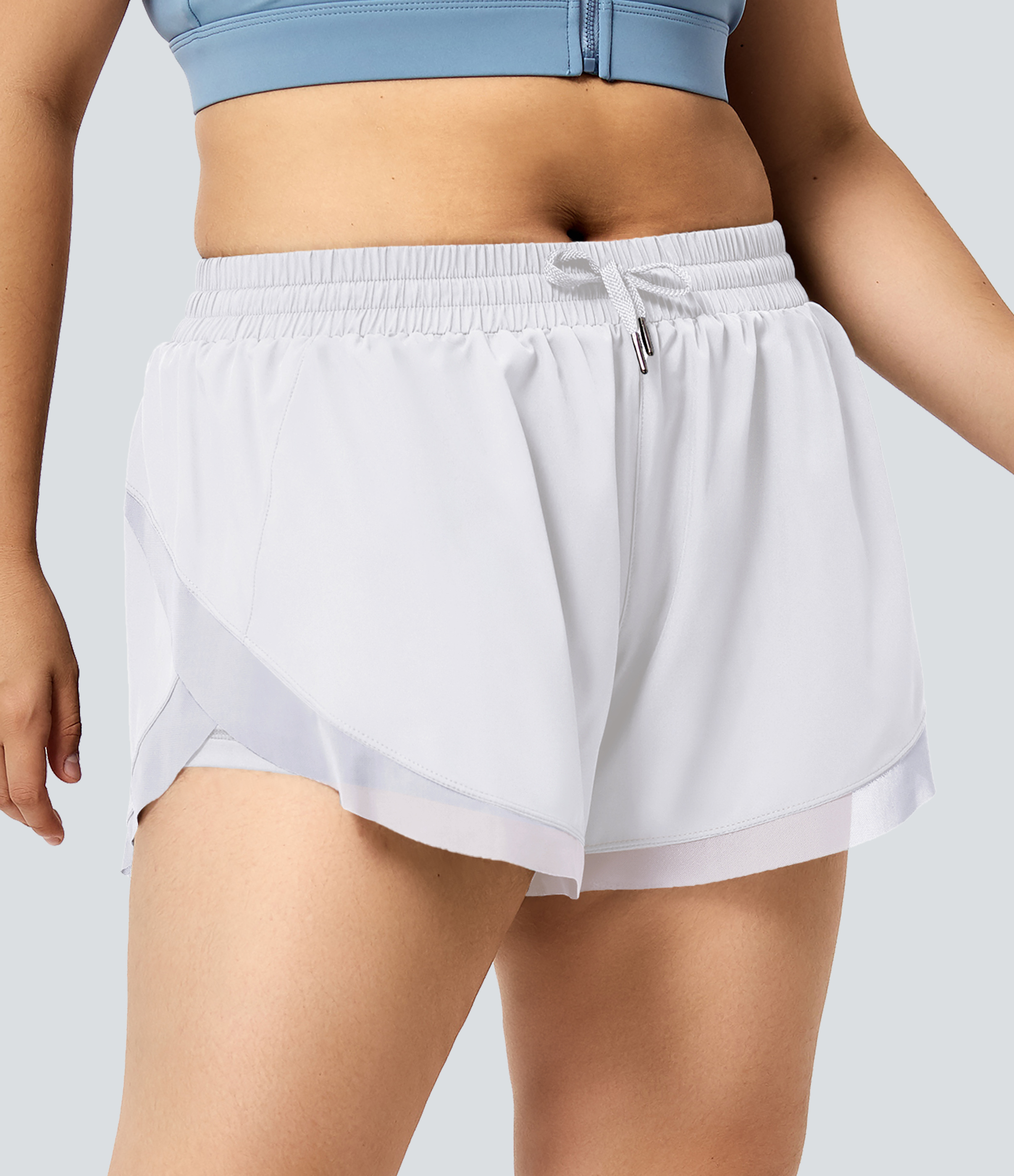 Halara Drawstring Contrast Mesh 2-in-1 Plus Size Shorts 4