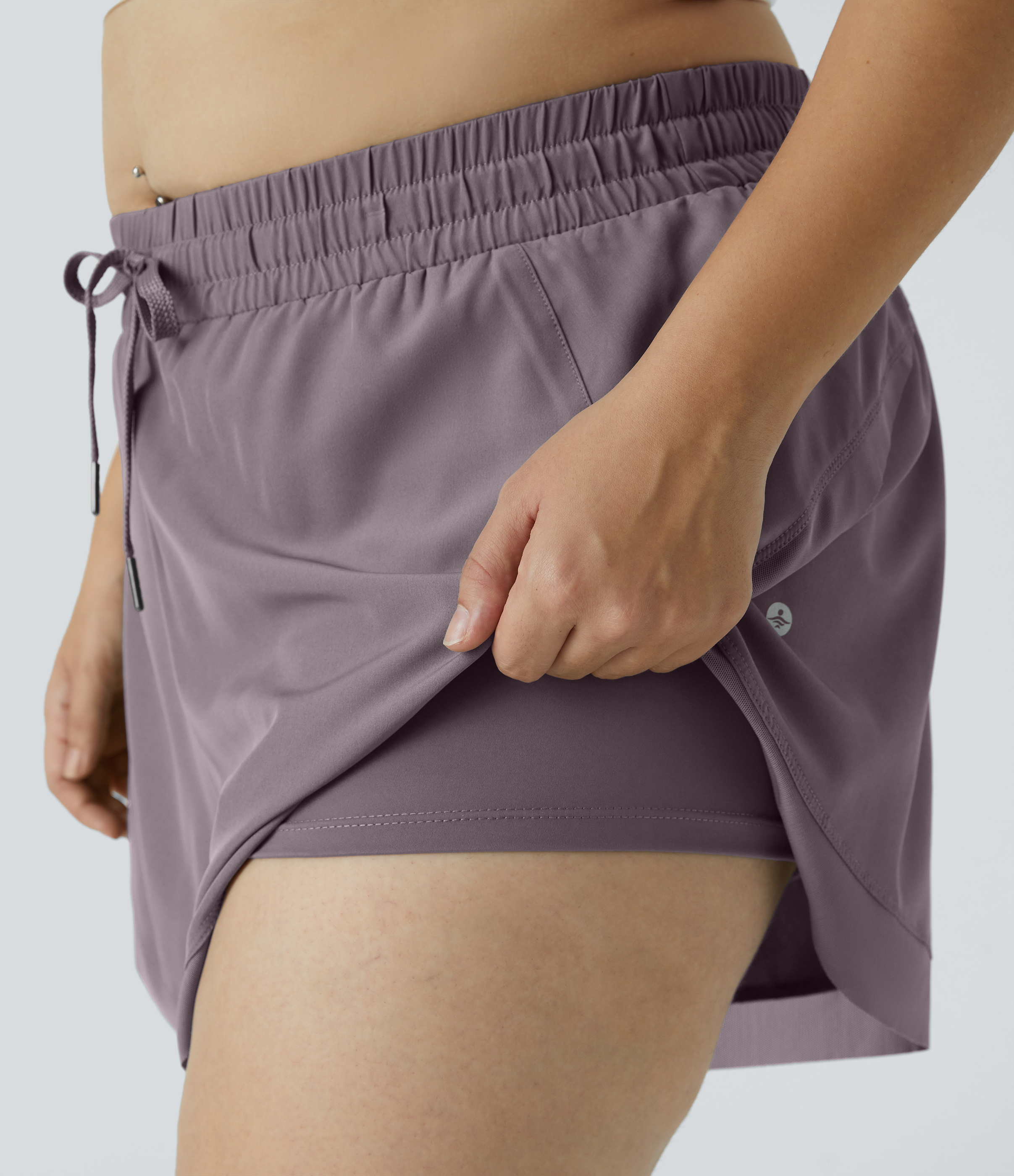 Halara Drawstring Contrast Mesh 2-in-1 Plus Size Shorts 4