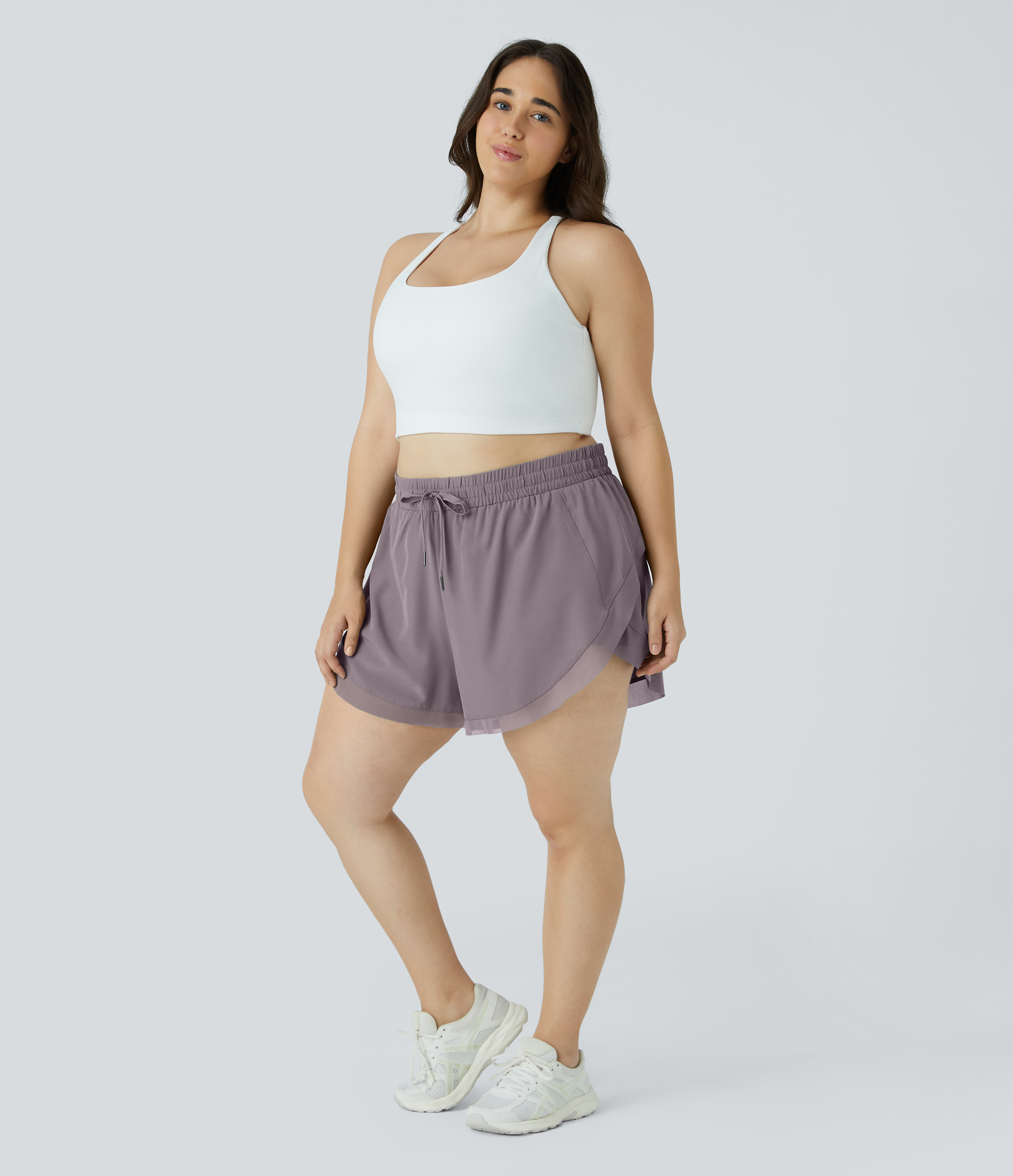 Halara Drawstring Contrast Mesh 2-in-1 Plus Size Shorts 4