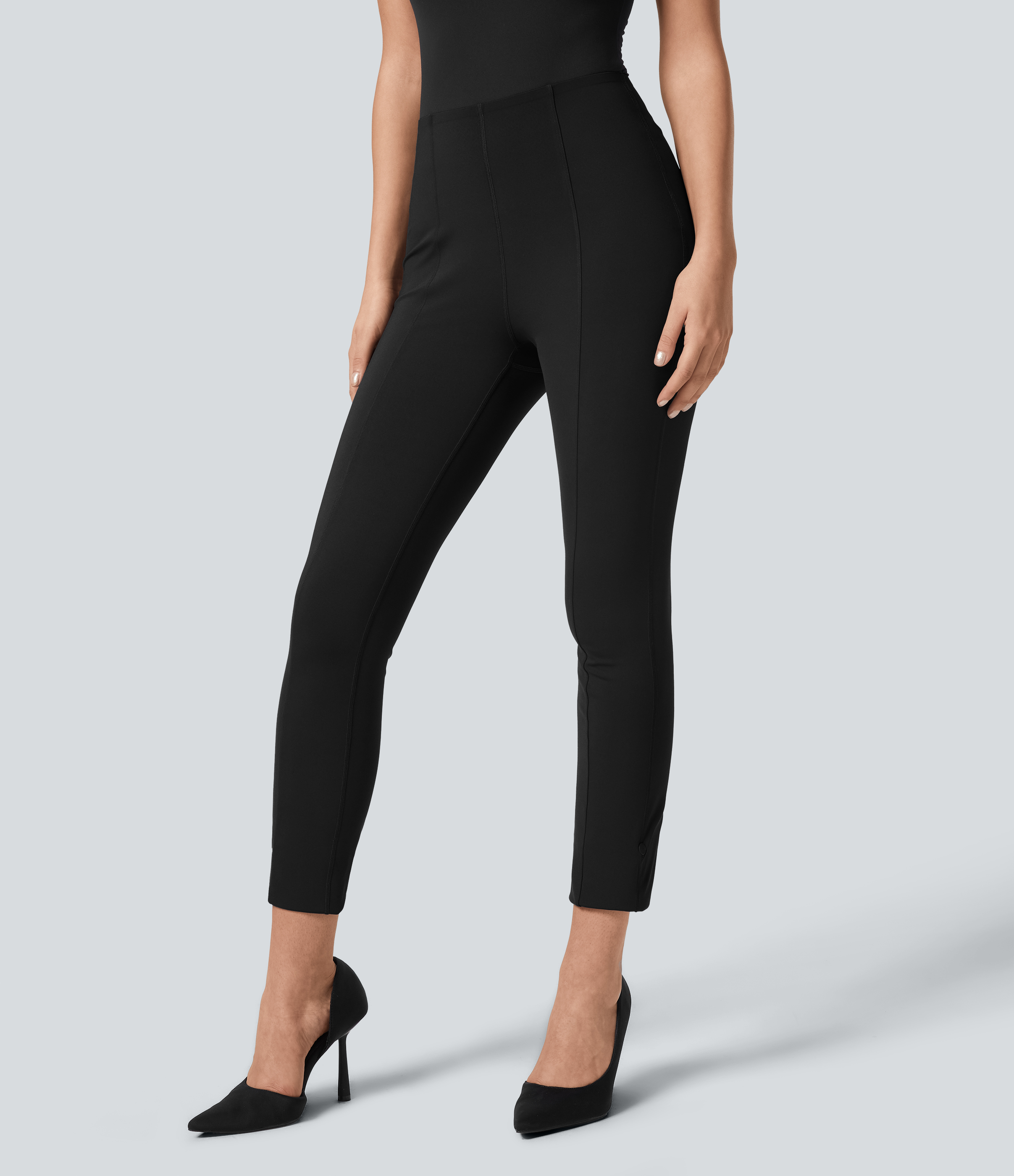 Negro Halara Flex™ pantalones de trabajo 7/8 de cintura alta con control abdominal y bajo ajustable / 2
