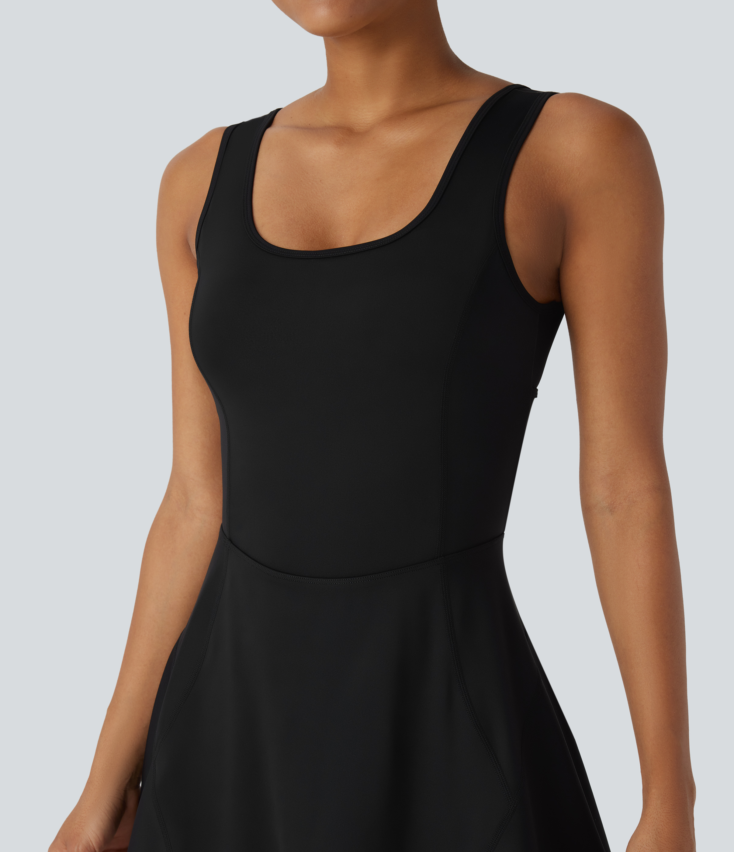 Halara Softlyzeroв„ў Airy Backless Crisscross U Neck 2-in-1 Side Pocket Mini Cool Touch Dance Active Dress Workout Dress - Black - XS 