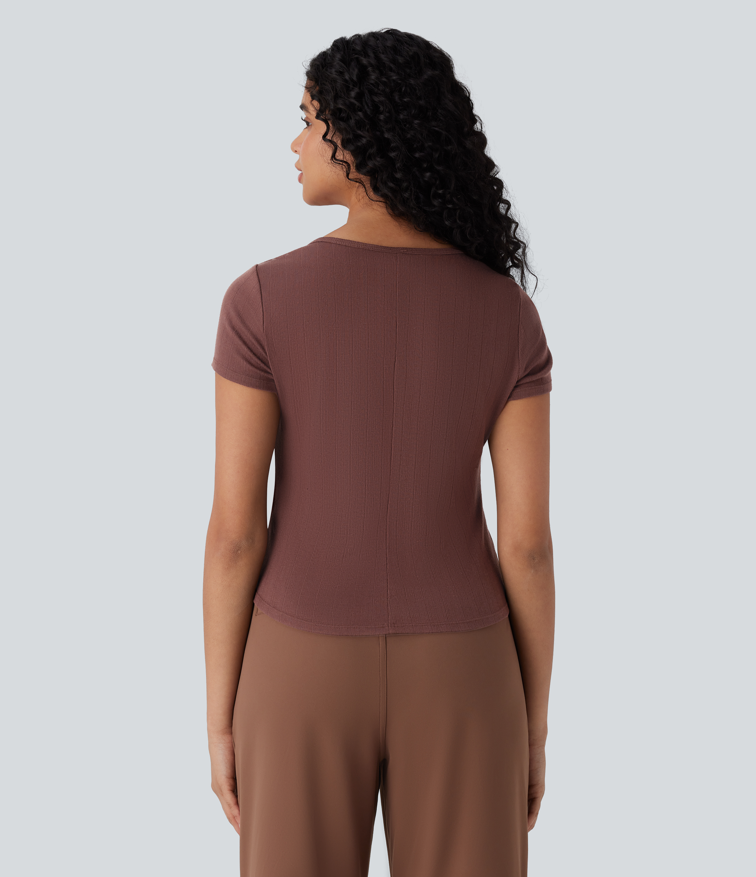Halara Ribbed Knit Square Neck Button Slim Work Top Tank Top - Chocolate Fondant - XS golf tops halter top tunic tops sleeveless tops 