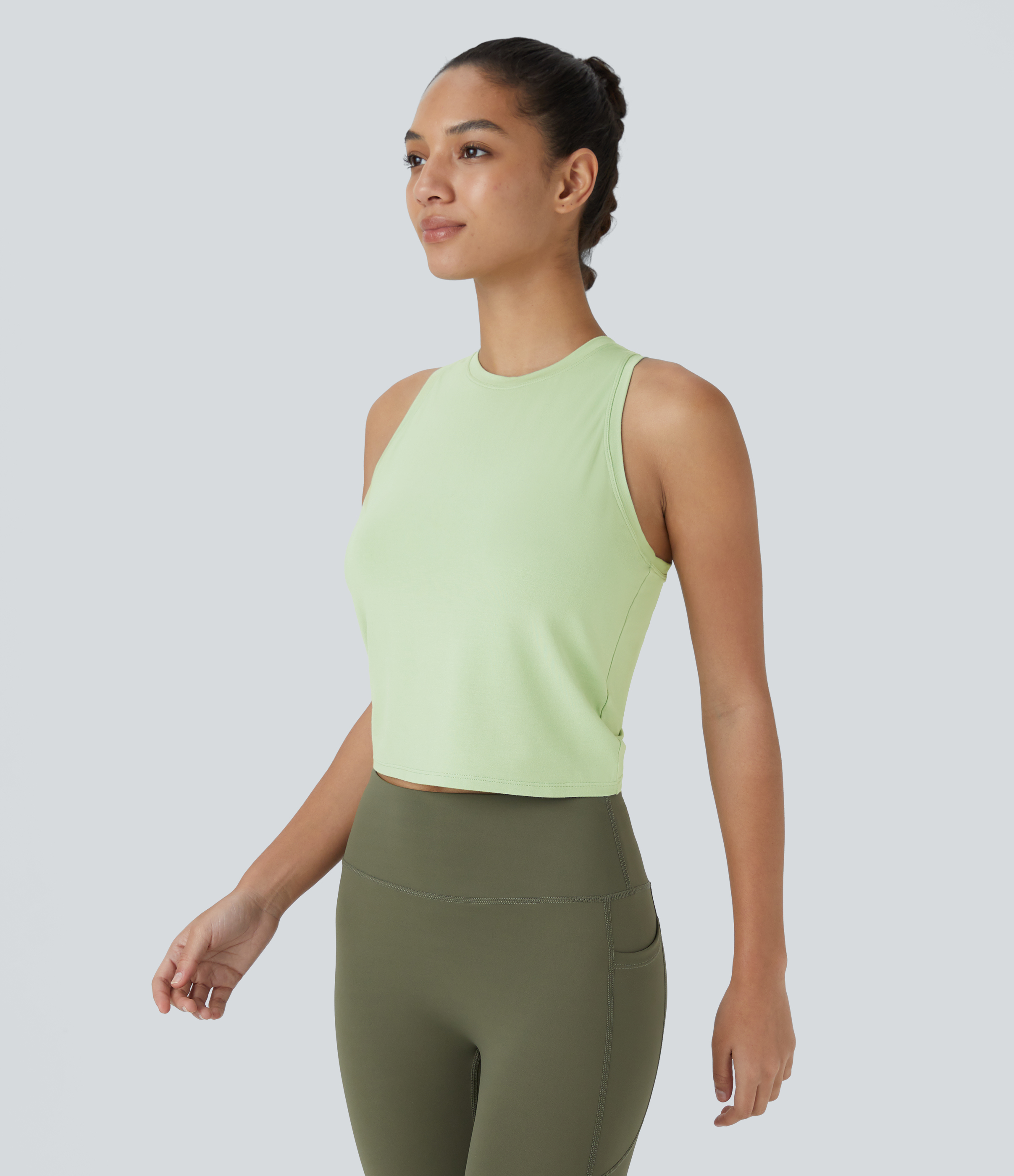 Halara Round Neck Backless Cut Out Drawstring Ruched Casual Tank Top Tank Top - Seacrest - L golf tops halter top tunic tops sleeveless tops 