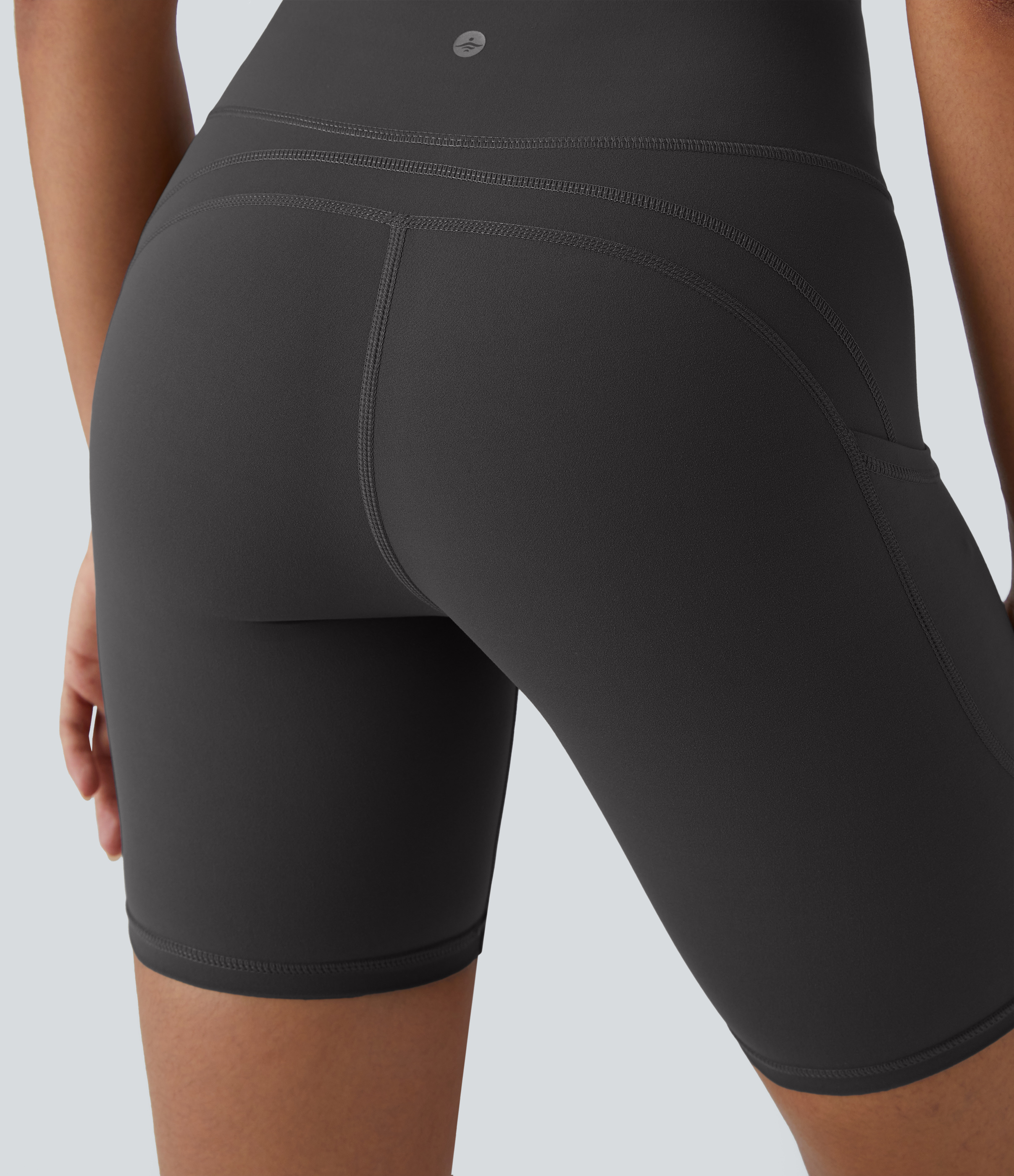 Halara UltraSculpt High Waisted Side Pocket Running Biker Shorts 7``  - Volcanic Ash - XL biker shorts women black biker shorts 