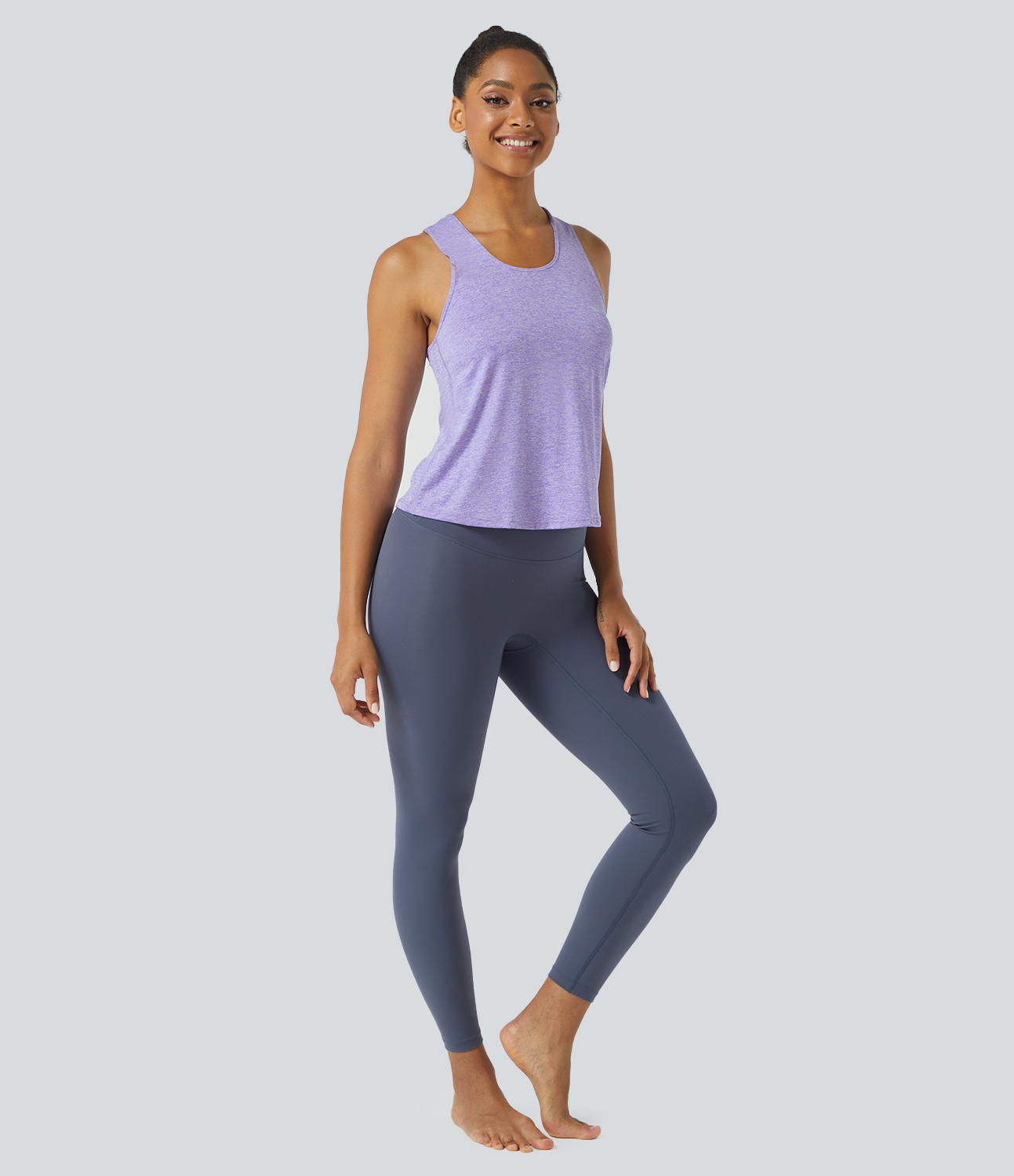 Halara Basic U Neck Racerback Workout Tank Top Tank Top - Light Purple - L golf tops halter top tunic tops sleeveless tops backless top 