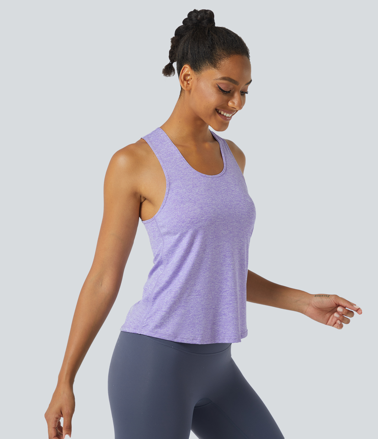 Halara Basic U Neck Racerback Workout Tank Top Tank Top - Light Purple - L golf tops halter top tunic tops sleeveless tops backless top 