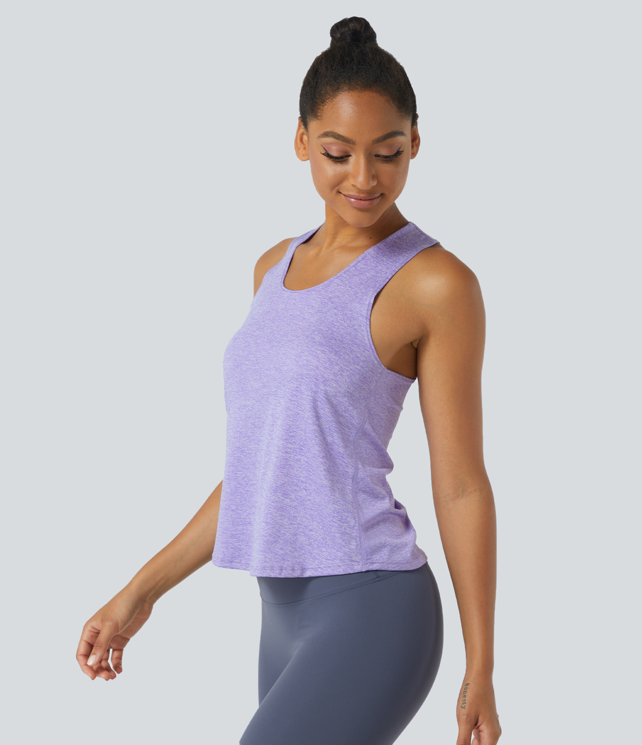 Halara Basic U Neck Racerback Workout Tank Top Tank Top - Light Purple - L golf tops halter top tunic tops sleeveless tops backless top 