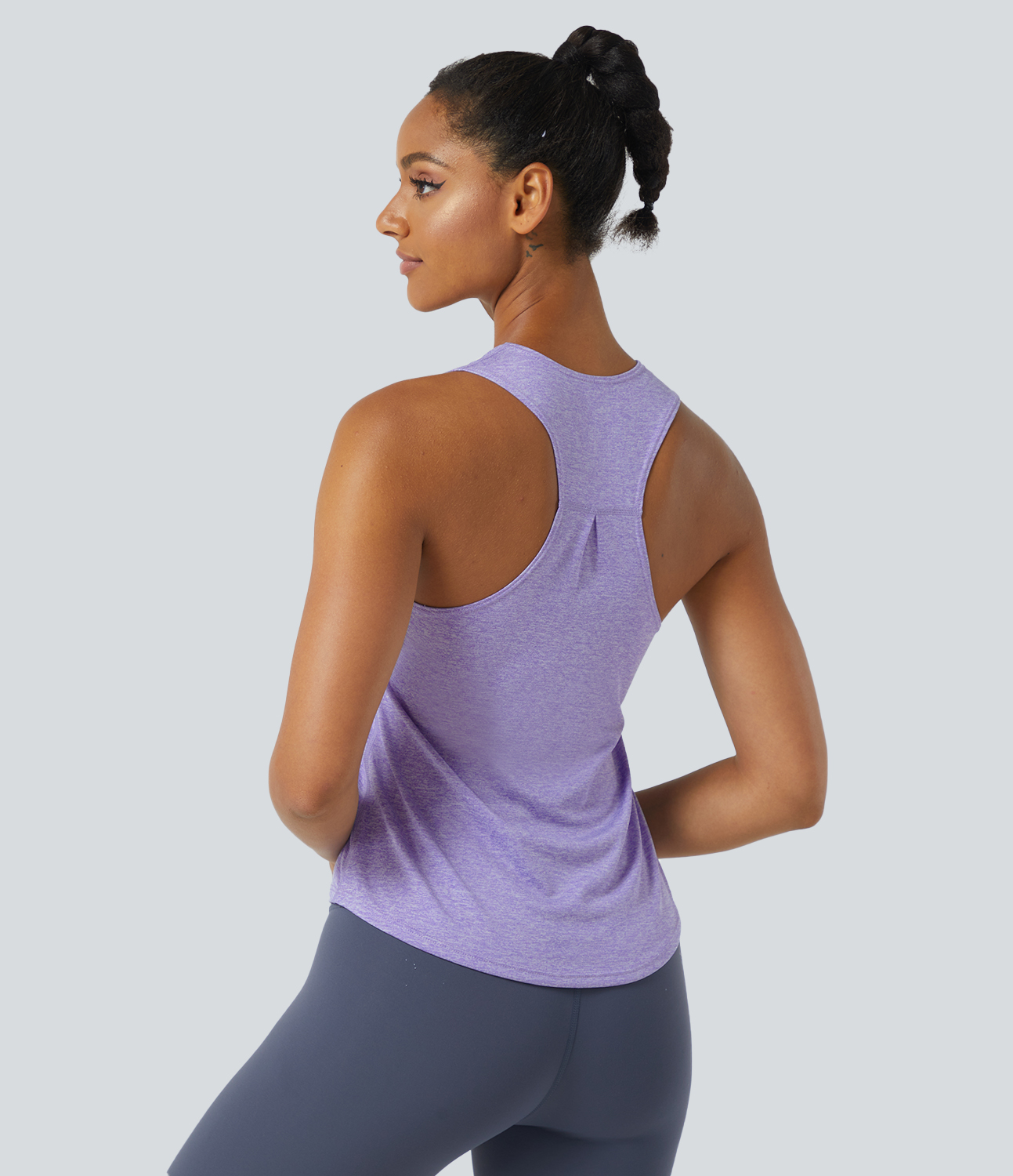 Halara Basic U Neck Racerback Workout Tank Top Tank Top - Light Purple - L golf tops halter top tunic tops sleeveless tops backless top 