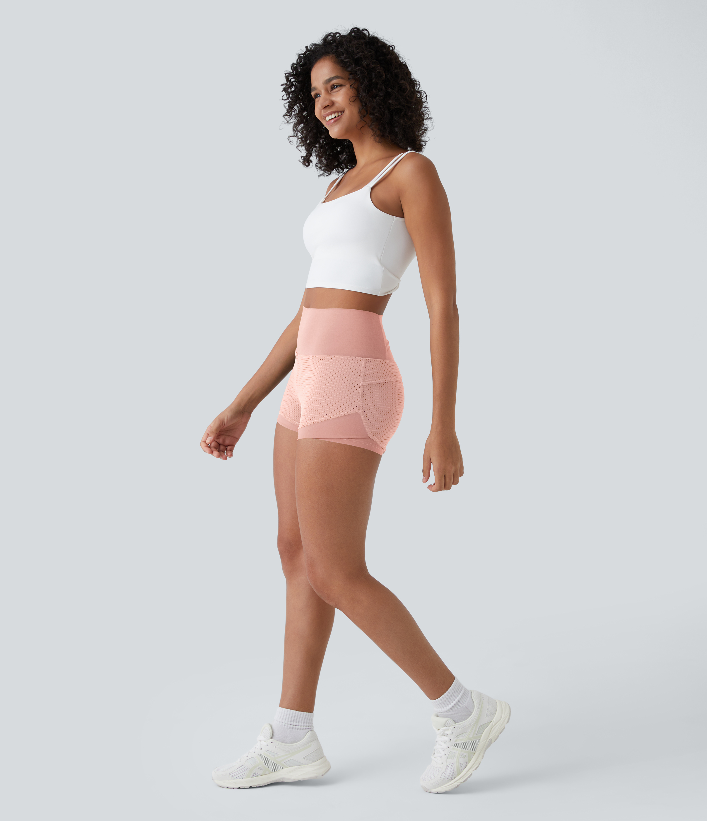 Halara High Waisted Mesh Back Waistband Pocket 2-in-1 Casual Shorts 2