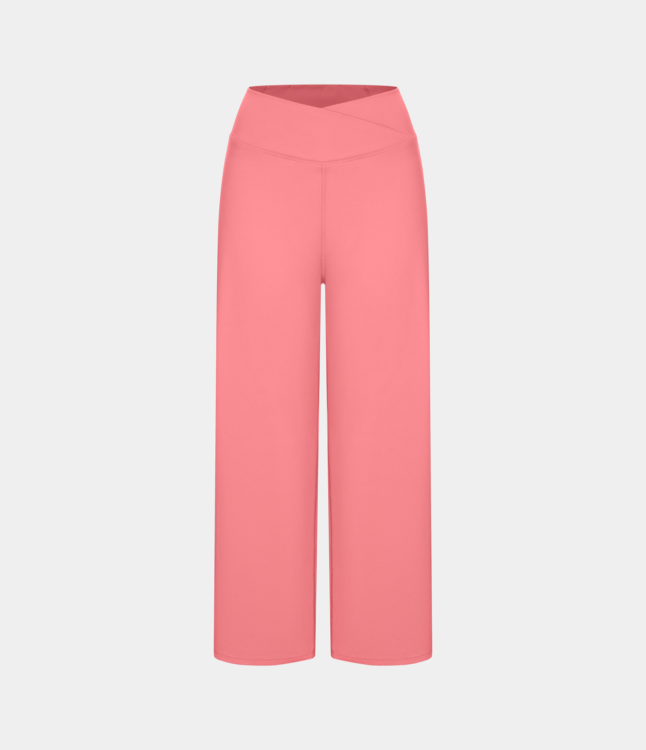 Women's Crossover High Waisted Back Pocket Wide Leg Capri Yoga Pants