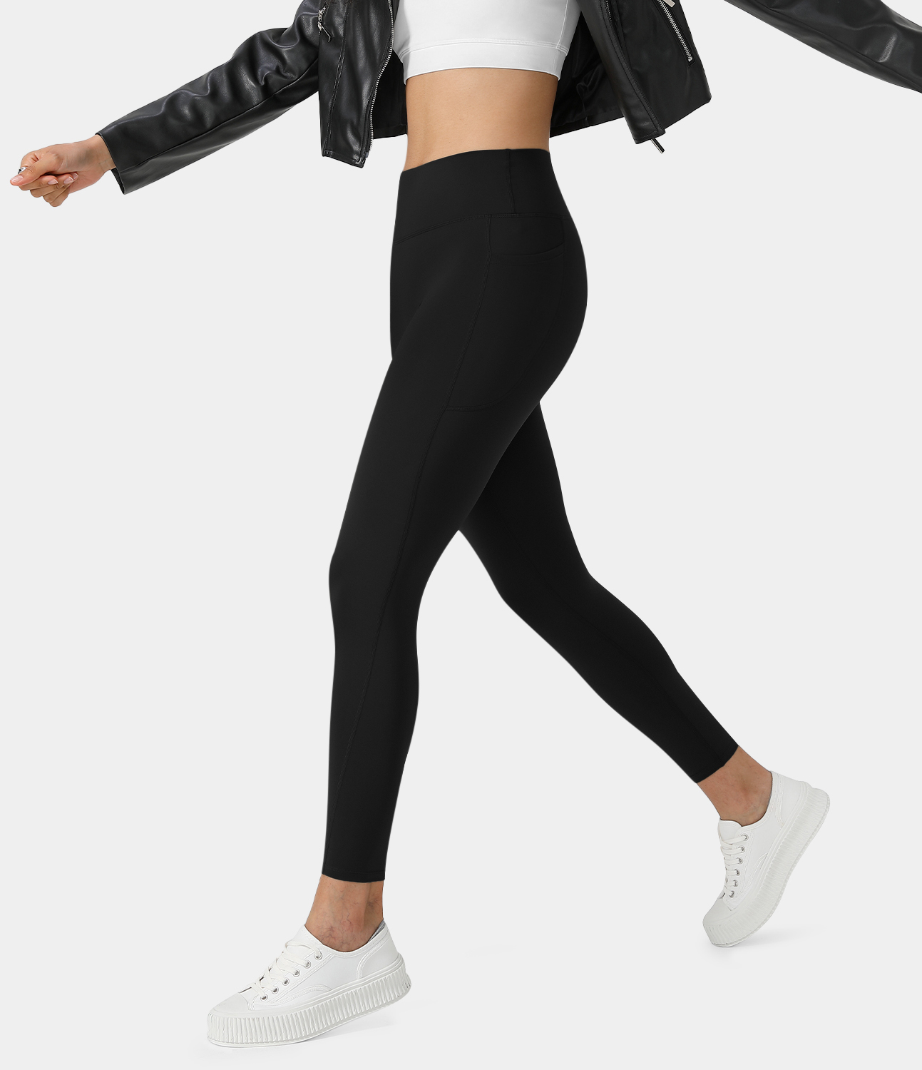 Halara Softlyzeroв„ў High Waisted Deep Side Pocket Yoga Leggings  - Black - XS(full_length) gym leggings leggings with pockets 