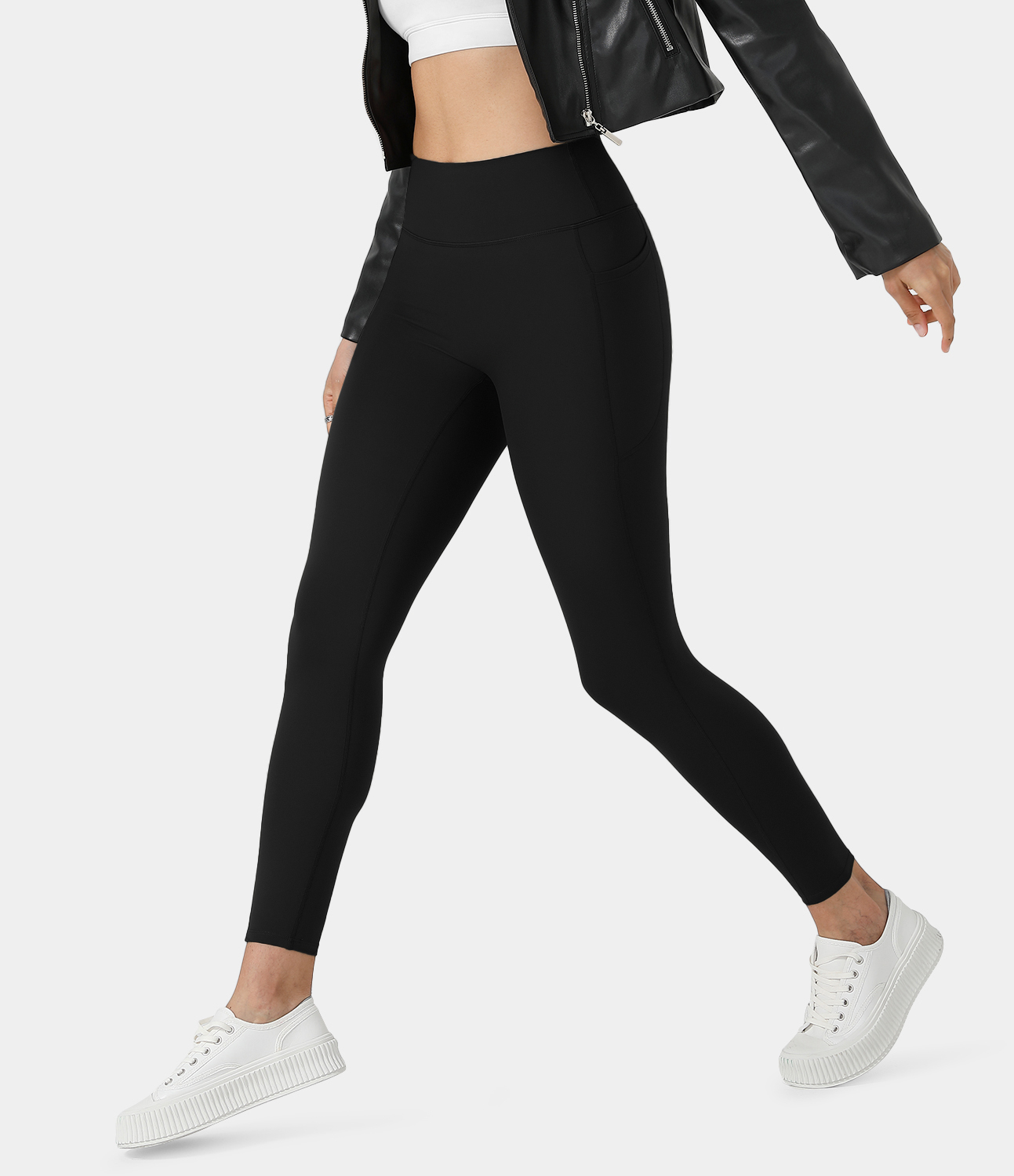 Halara Softlyzeroв„ў High Waisted Deep Side Pocket Yoga Leggings  - Black - XS(full_length) gym leggings leggings with pockets 