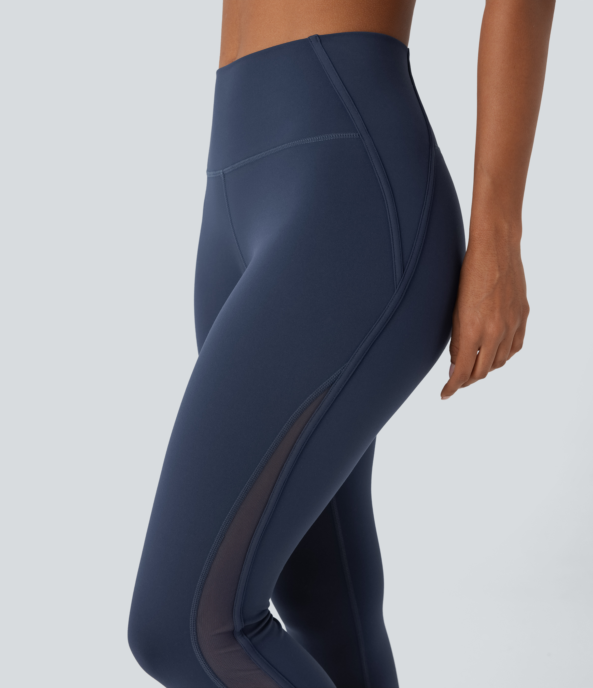 Halara High Waisted Back Pocket Contrast Mesh Pickleball Leggings  - Peacoat - M(regular) gym leggings leggings with pockets 
