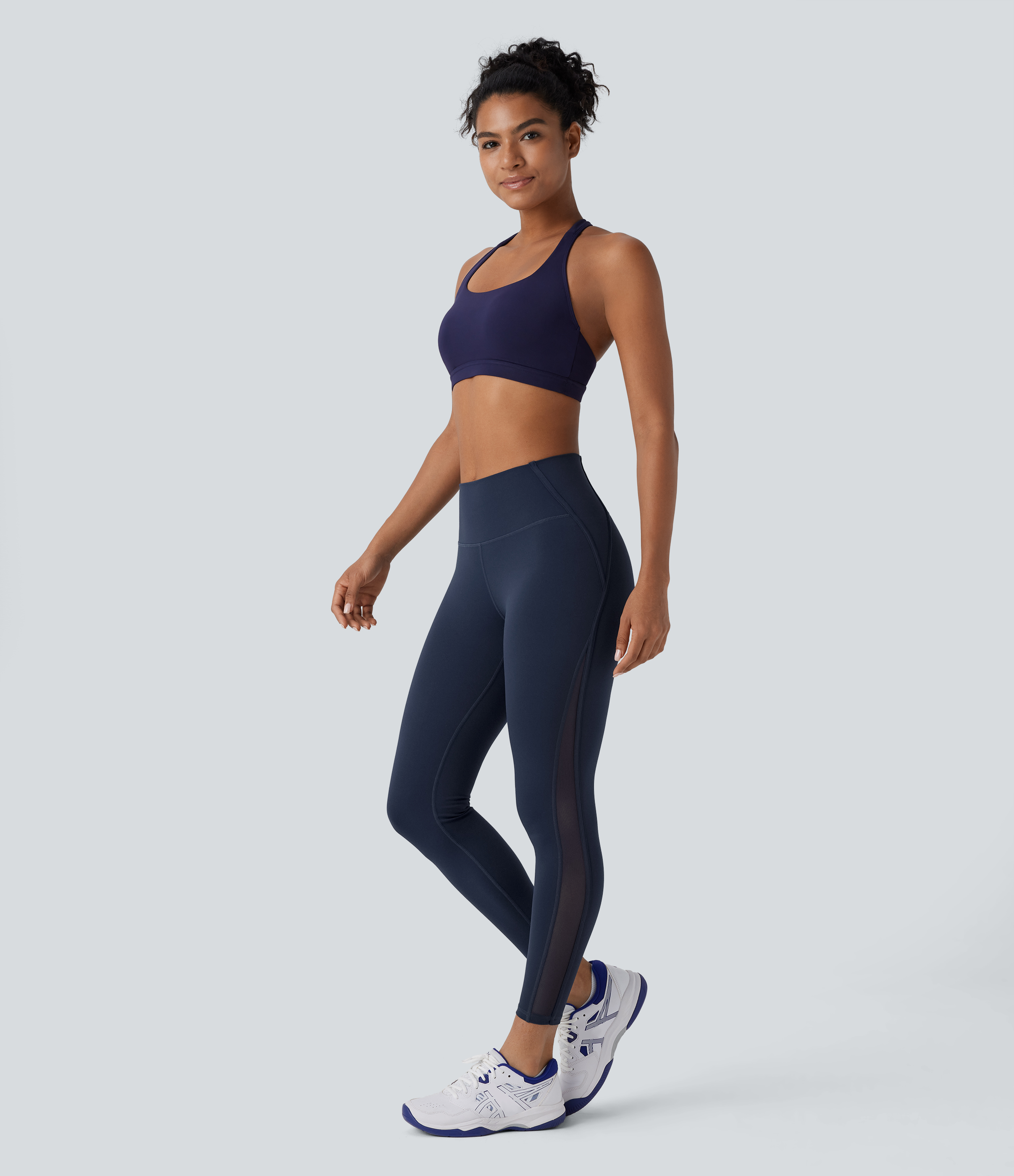 Halara High Waisted Back Pocket Contrast Mesh Pickleball Leggings  - Peacoat - M(regular) gym leggings leggings with pockets 