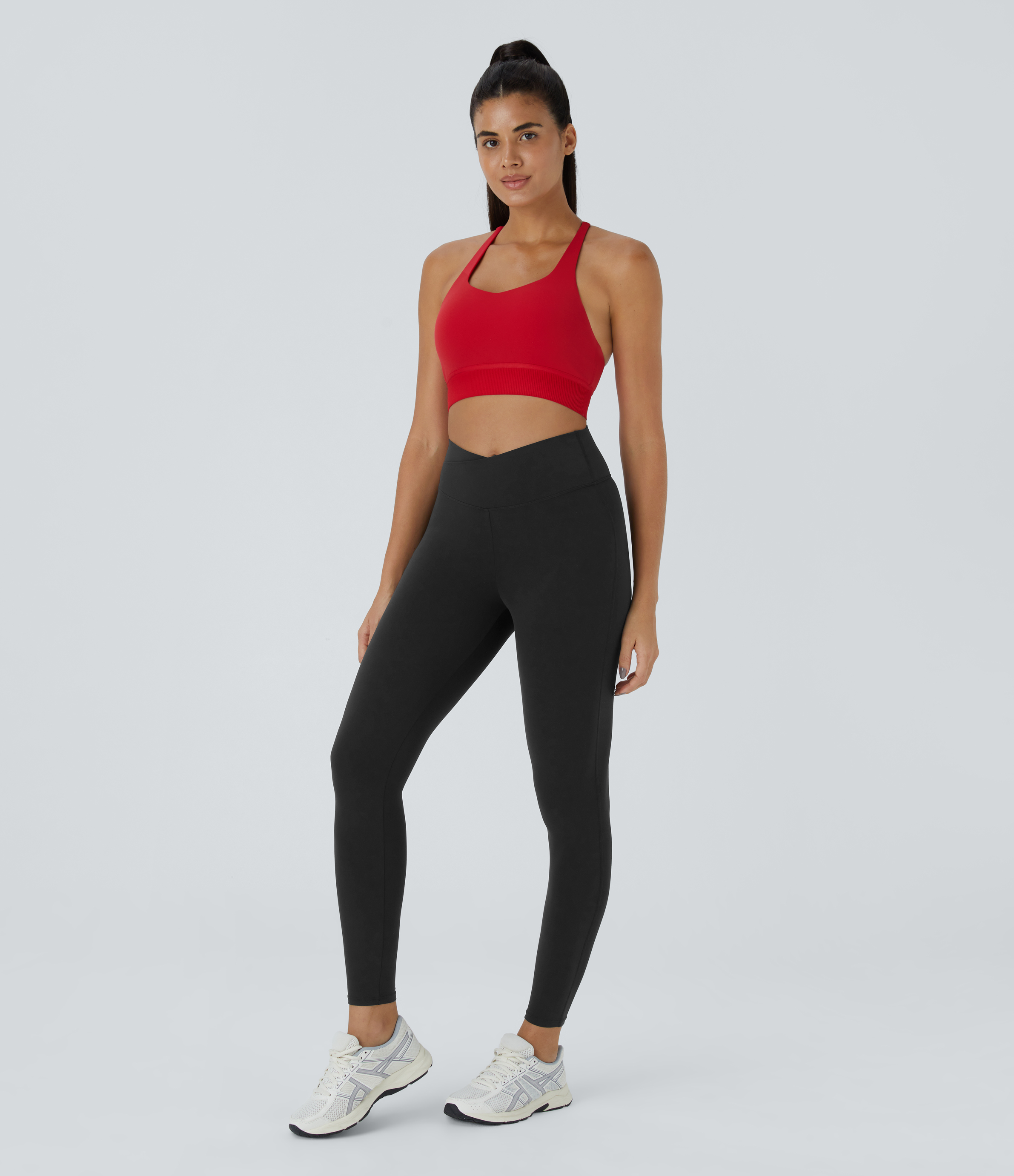 Halara Softlyzeroв„ў High Waisted Crossover Plain Leggings  - Black - L gym leggings leggings with pockets leggings with butt lift 