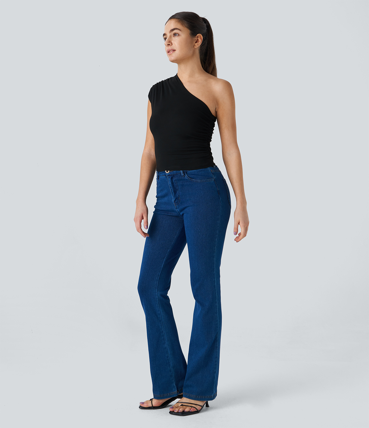 

Halara Ribbed Knit One Shoulder Ruched Slim Casual Top Tank Top - Black -  golf tops halter top tunic tops sleeveless tops backless top