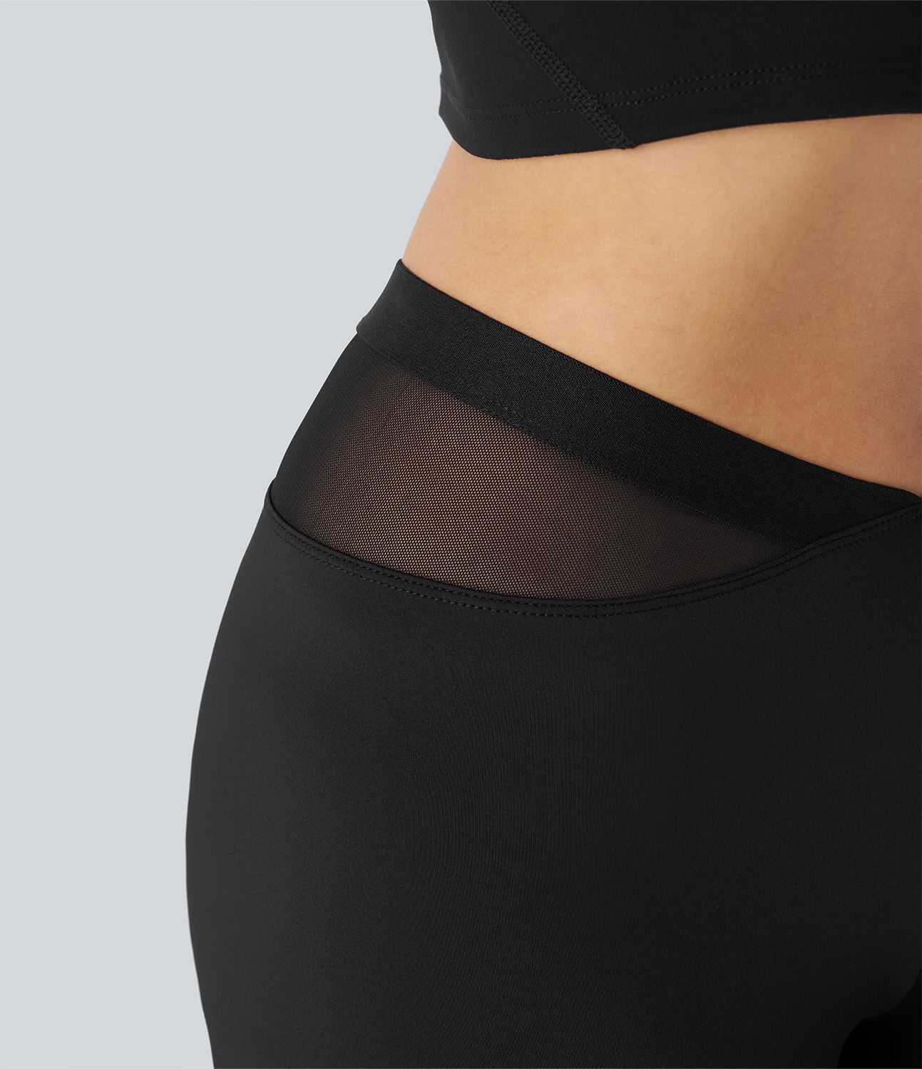 Halara V Shaped Low Rise Contrast Mesh Ruched Casual Biker Shorts 3``  - Black - S biker shorts women black biker shorts womens biker shorts 
