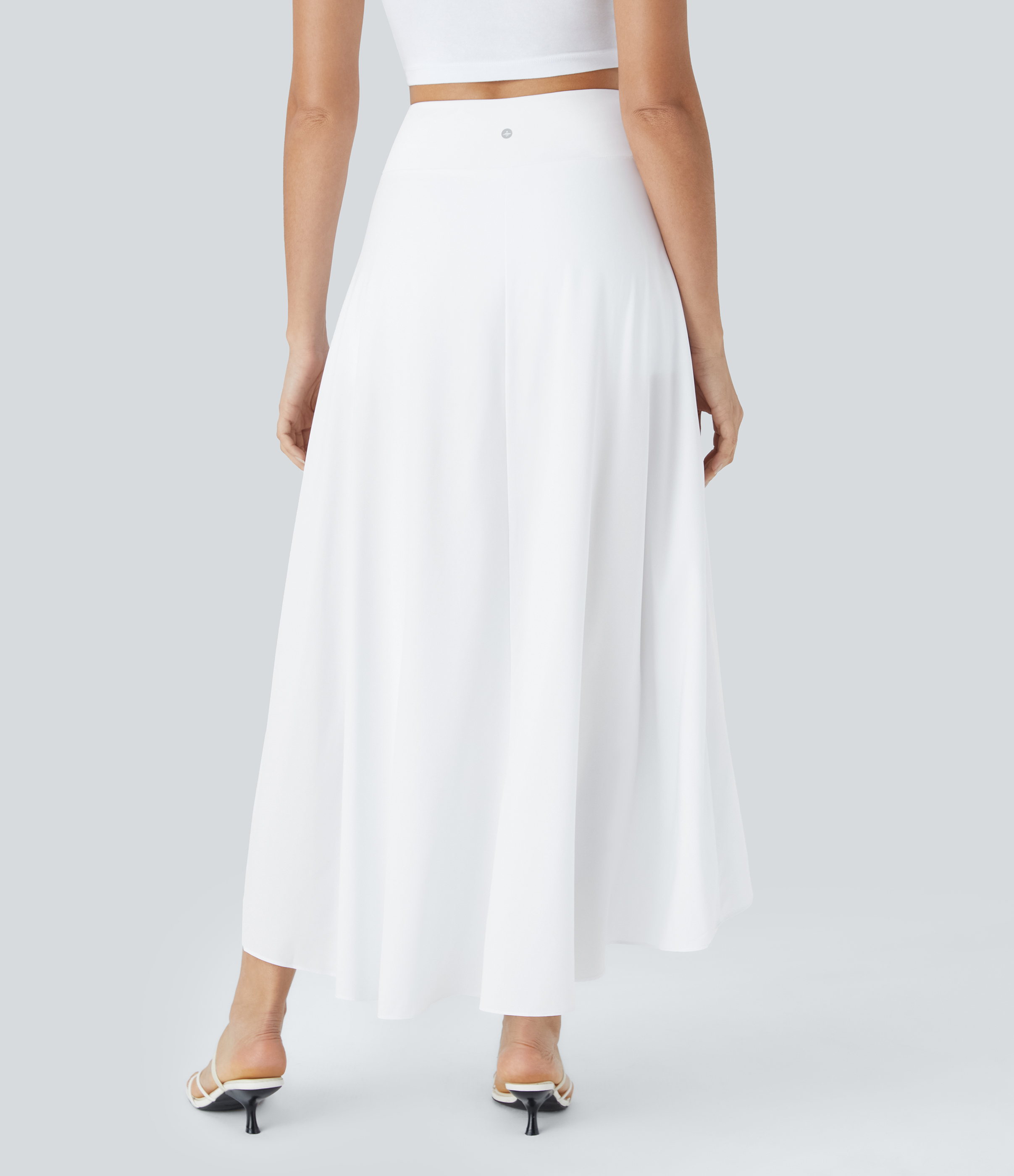 Halara Breezefulв„ў High Waisted High Low Ruffle 2-in-1 Flowy Quick Dry Casual Regular Maxi Skirt  - White - S(regular) 