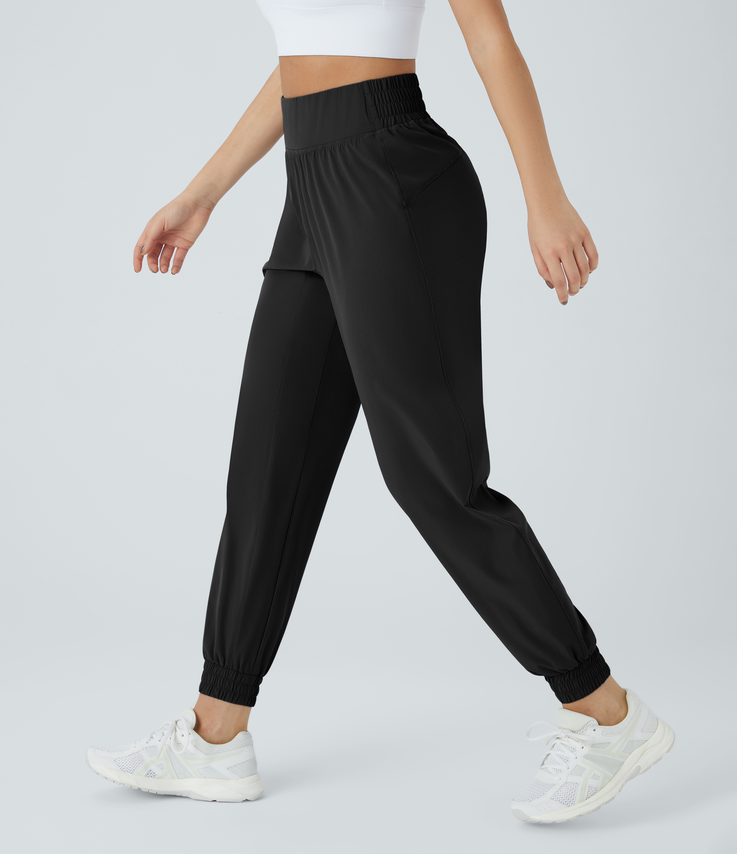Halara High Waisted Elastic Waistband Casual Joggers  - Black - M(regular) 