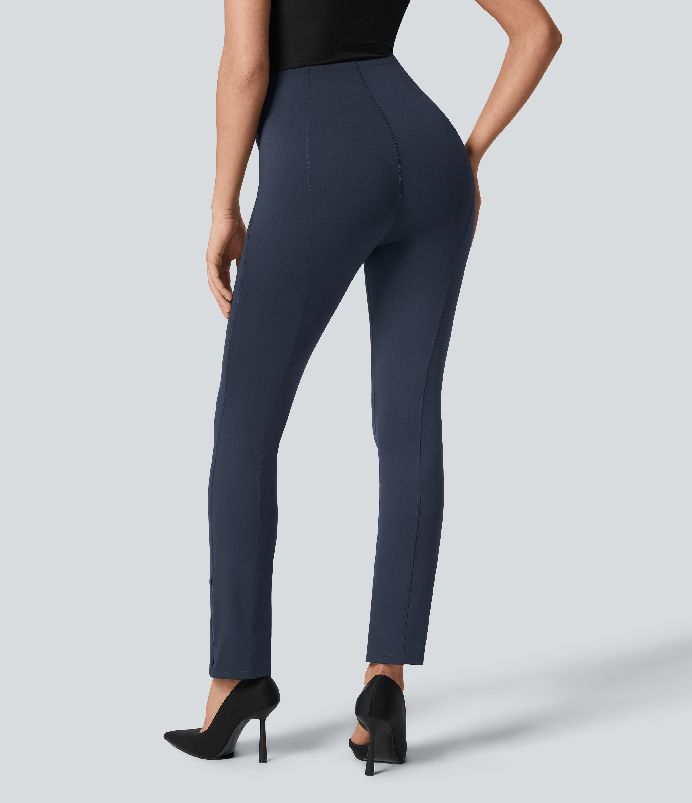 Halara EcoCloudfulв„ў Fabric High Waisted Tummy Control Adjustable Hem Work 7/8 Pants  - Midnight Blue - XL(7/8) 