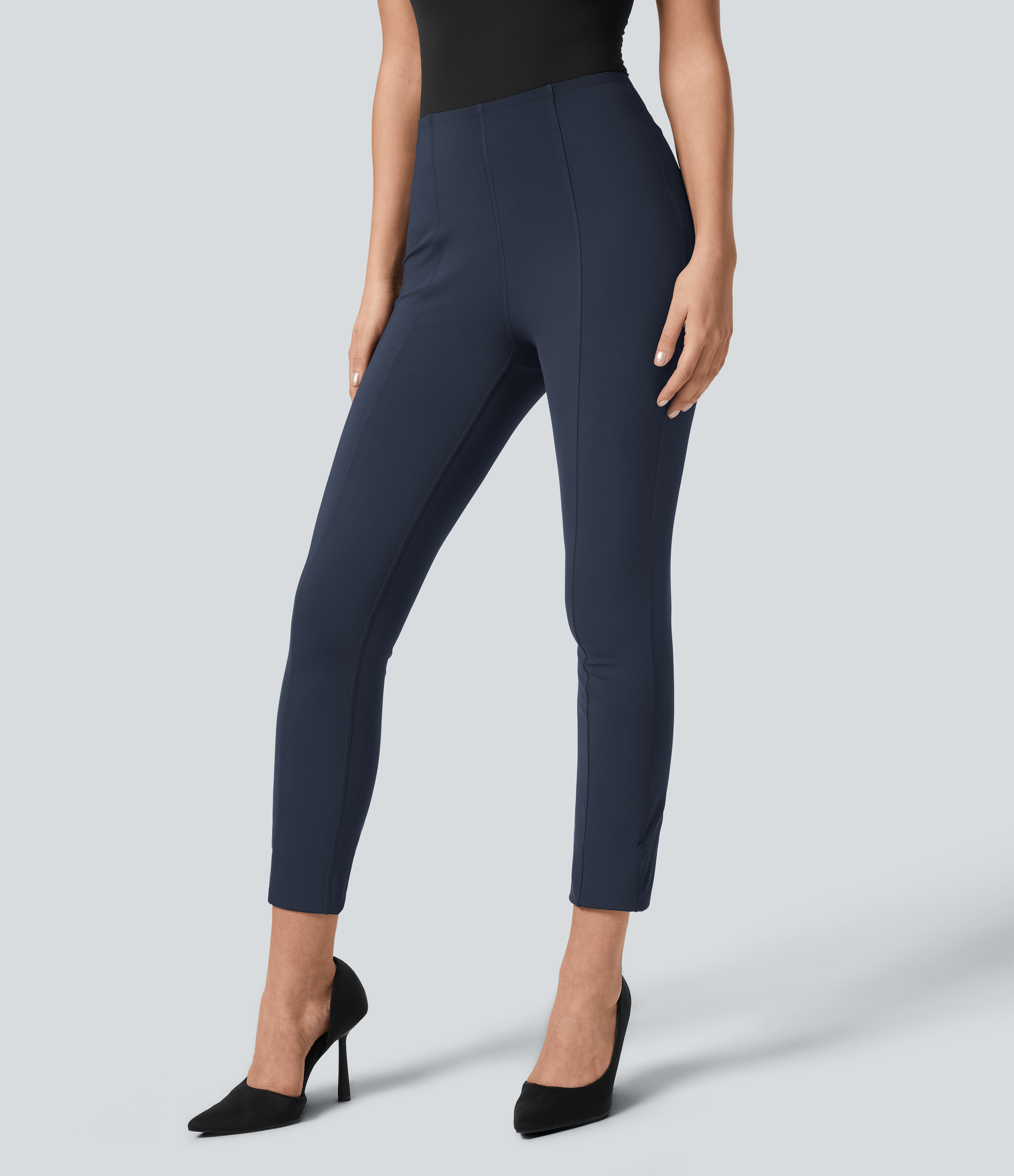 Dress Blues Halara Flex™ Pantalon 7/8 de travail taille haute, gainant (contrôle du ventre), ourlet ajustable / 2