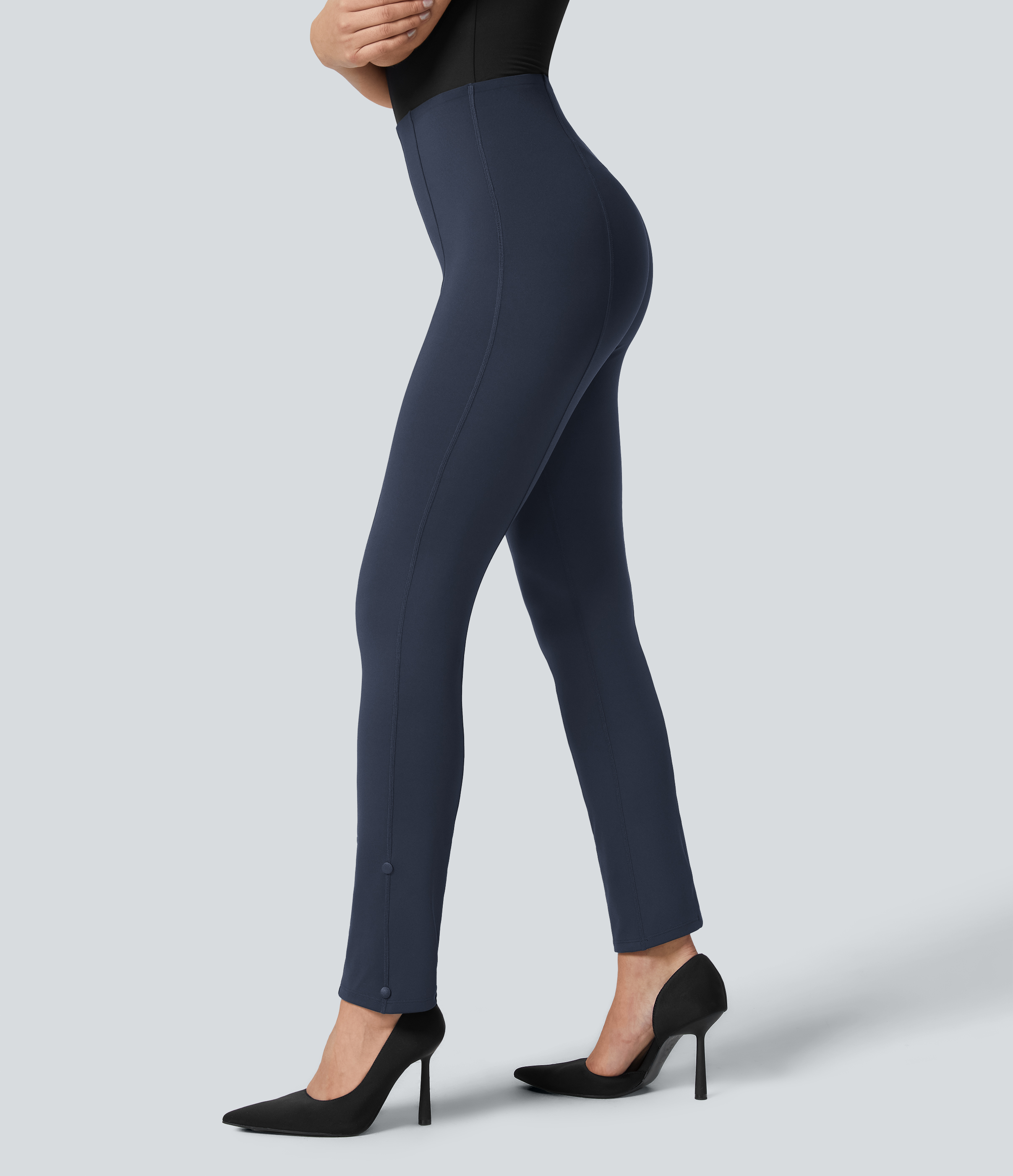 Halara EcoCloudfulв„ў Fabric High Waisted Tummy Control Adjustable Hem Work 7/8 Pants  - Midnight Blue - XL(7/8) 