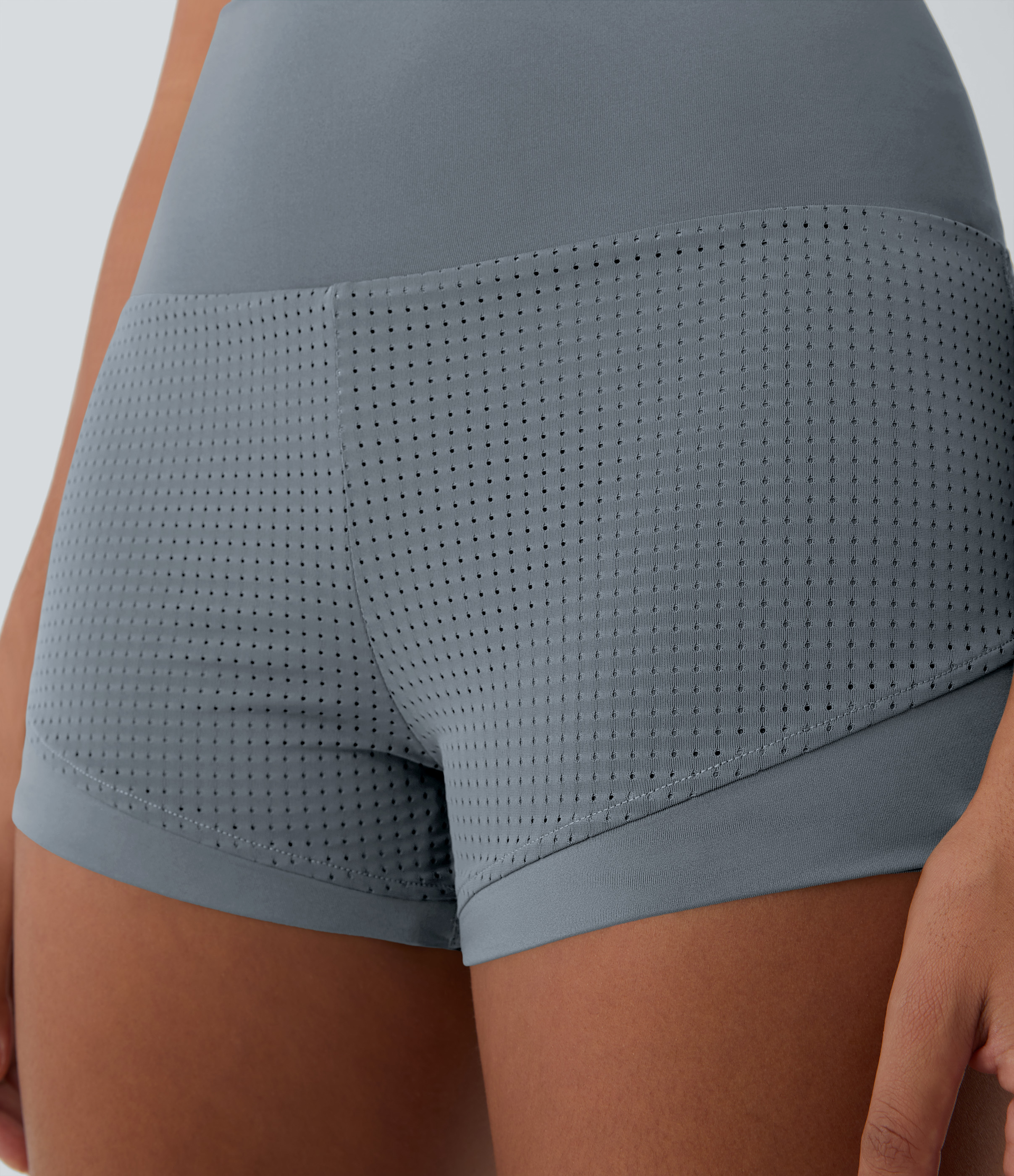 Halara High Waisted Mesh Back Waistband Pocket 2-in-1 Casual Shorts 2