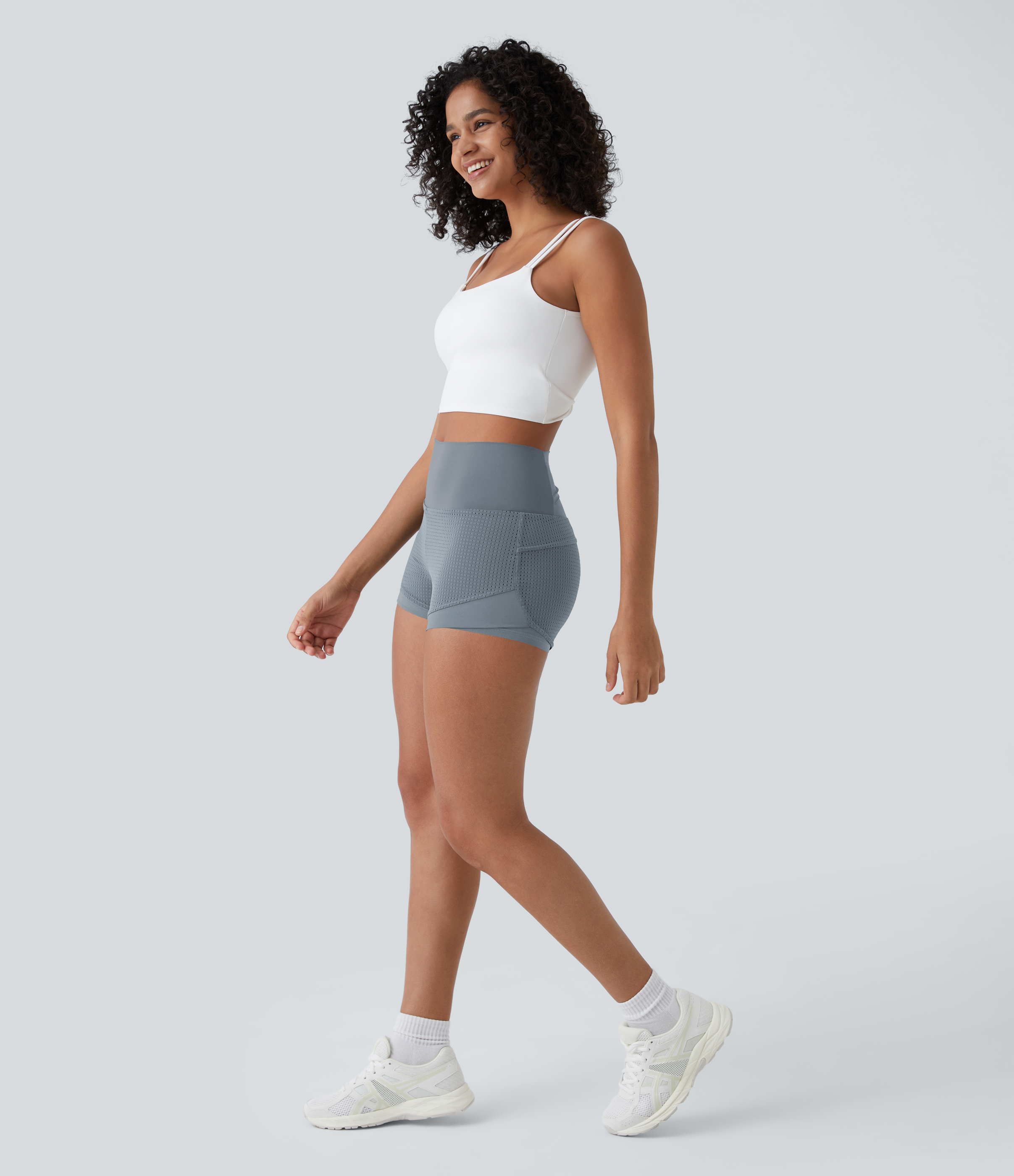 Halara High Waisted Mesh Back Waistband Pocket 2-in-1 Casual Shorts 2